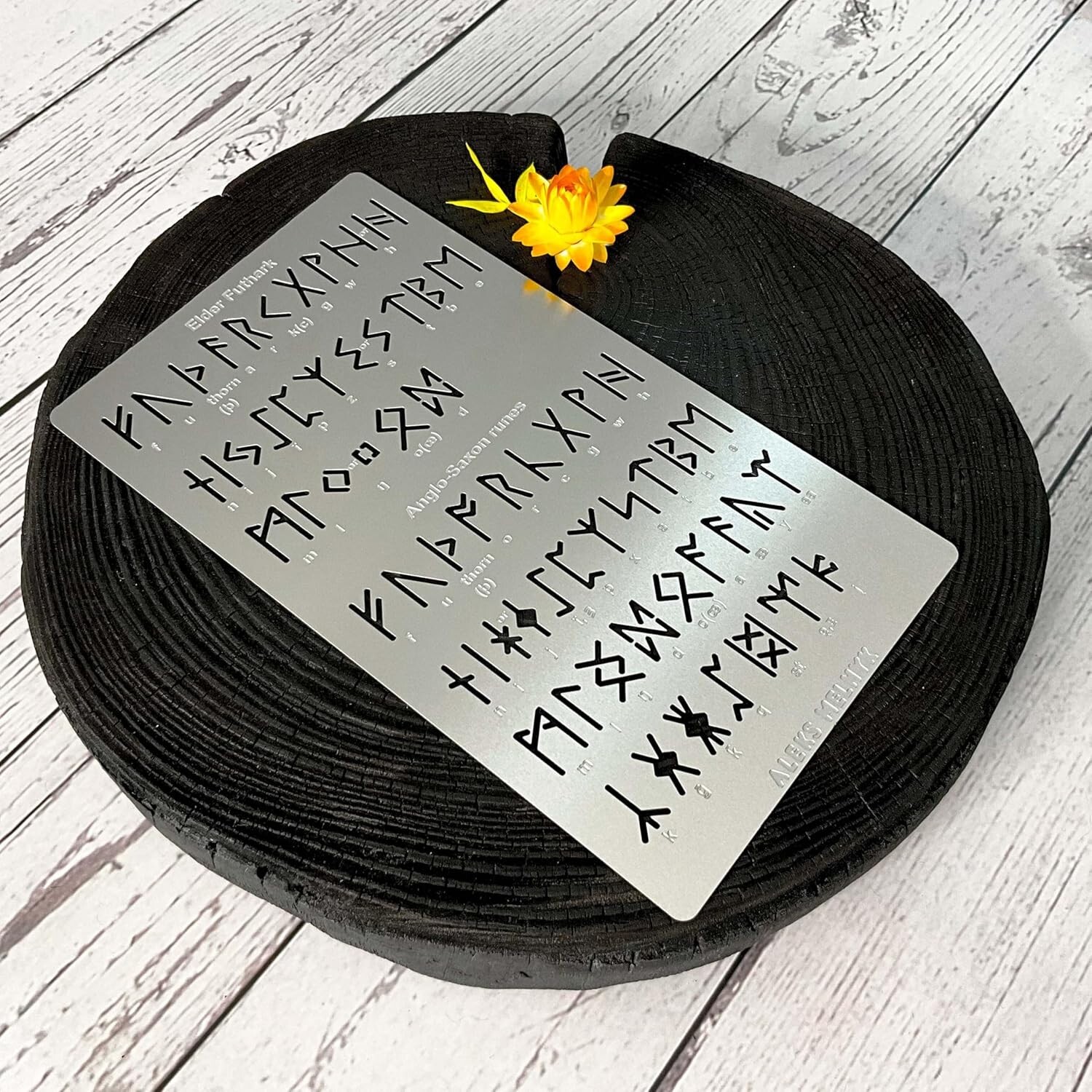 No.409 Metal Stencil, Elder Futhark and Anglo-Saxon Runes 0.5in,…