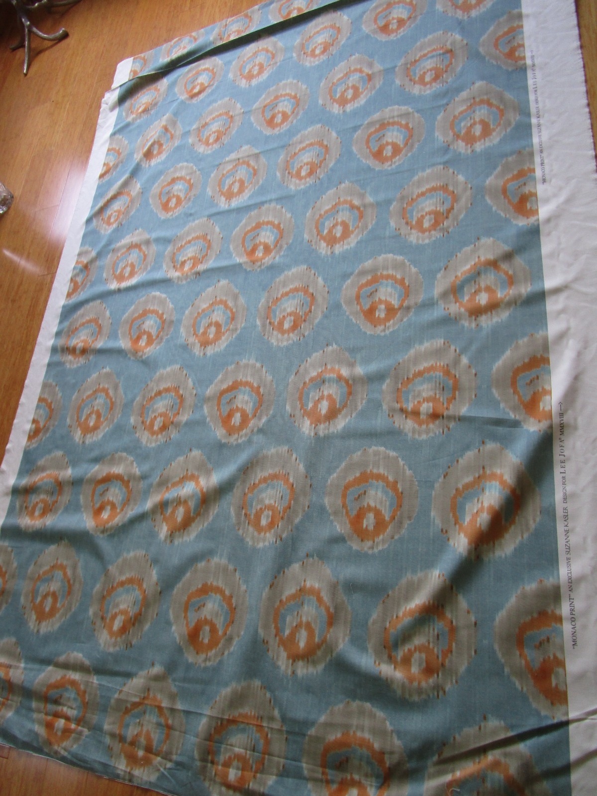 MONACO PRINT cott. Fabric Lee Jofa Suzanne Kasler 2.38yd+ Aqua Melon