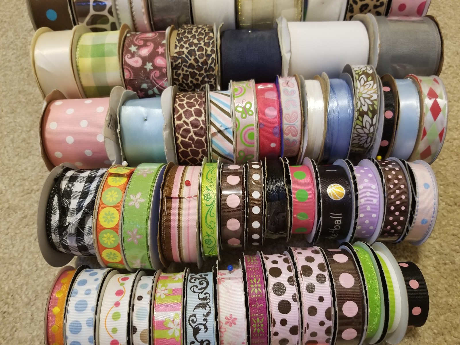 70+ Roll Ribbon Lot Assorted Sizes & Patterns Wreath Making Craft Supplies