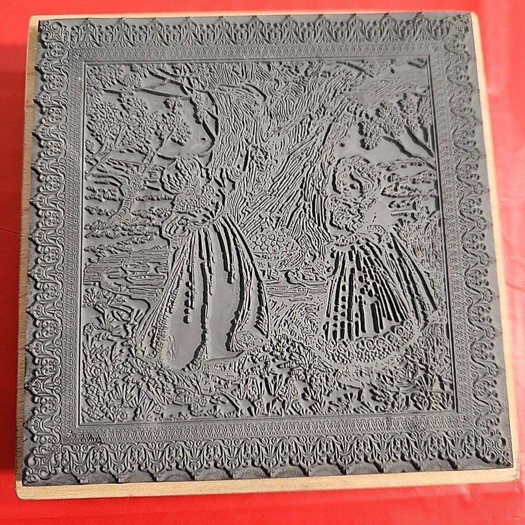 Magenta Three Girls Picking Berries Large Rubber Stamp Cardmaking Scrapbook