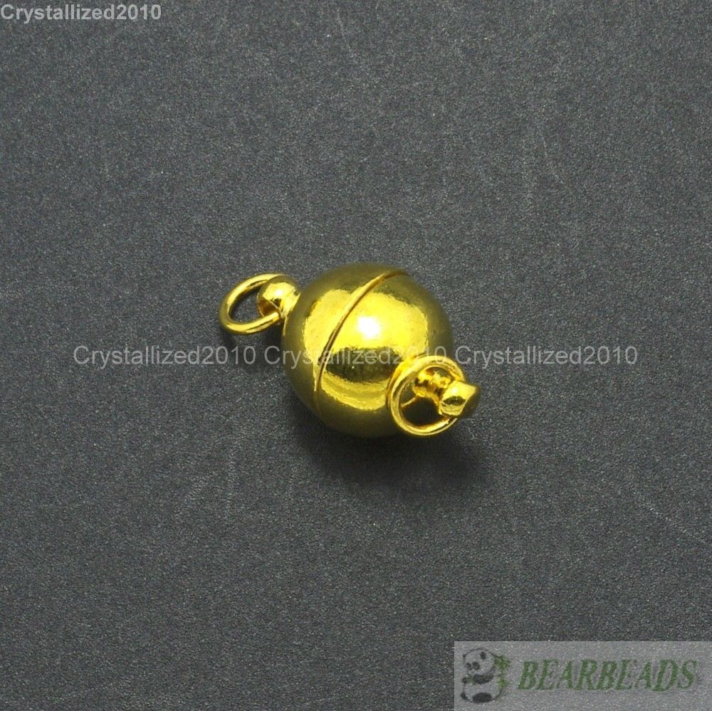 10 Sets Strong Magnetic Round Ball Smooth Metal Connector Clasps Silver 6mm 8mm