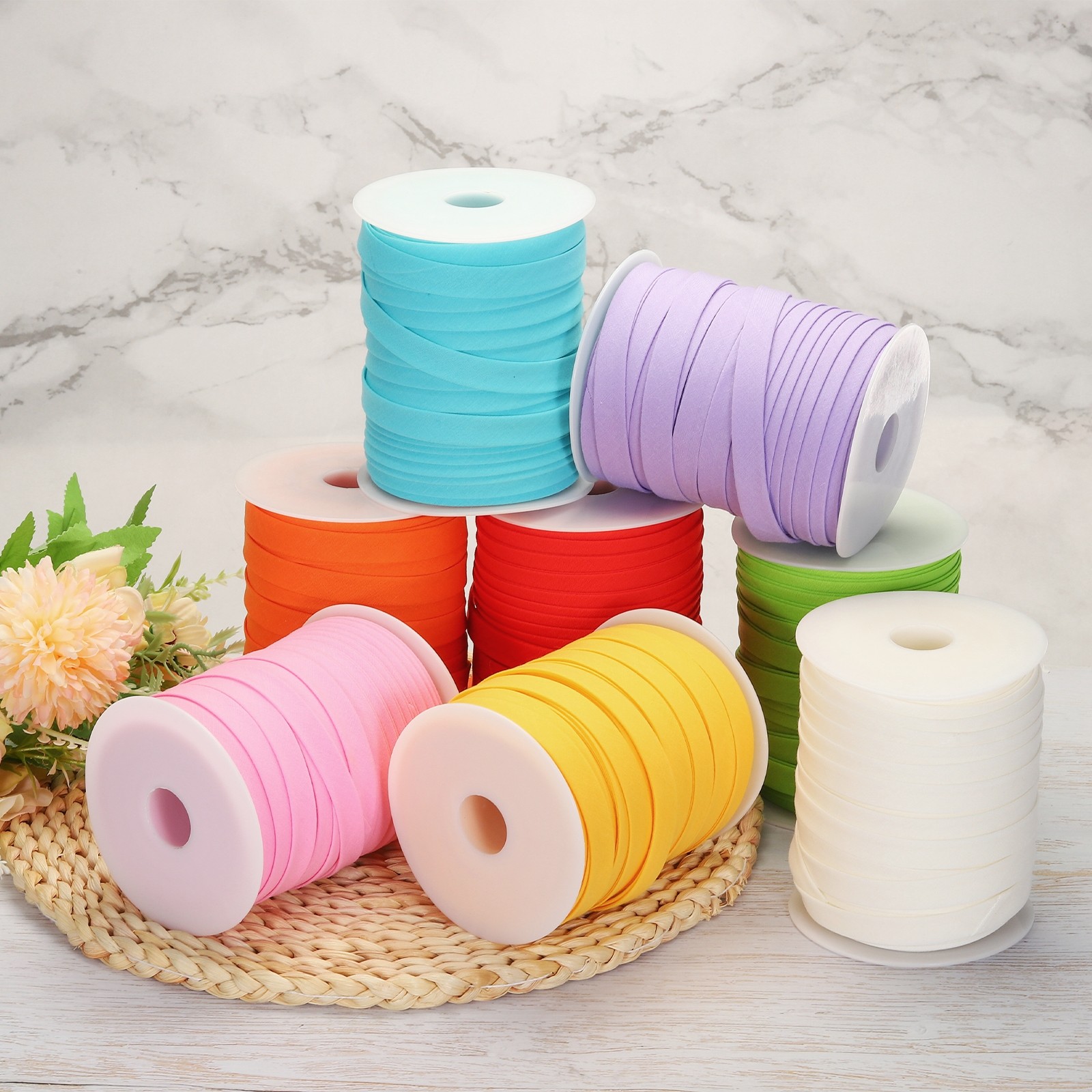 1/2 Inch Double Fold Bias Tape Continuous Bulk Bias Tape (Blue 55 Yards)