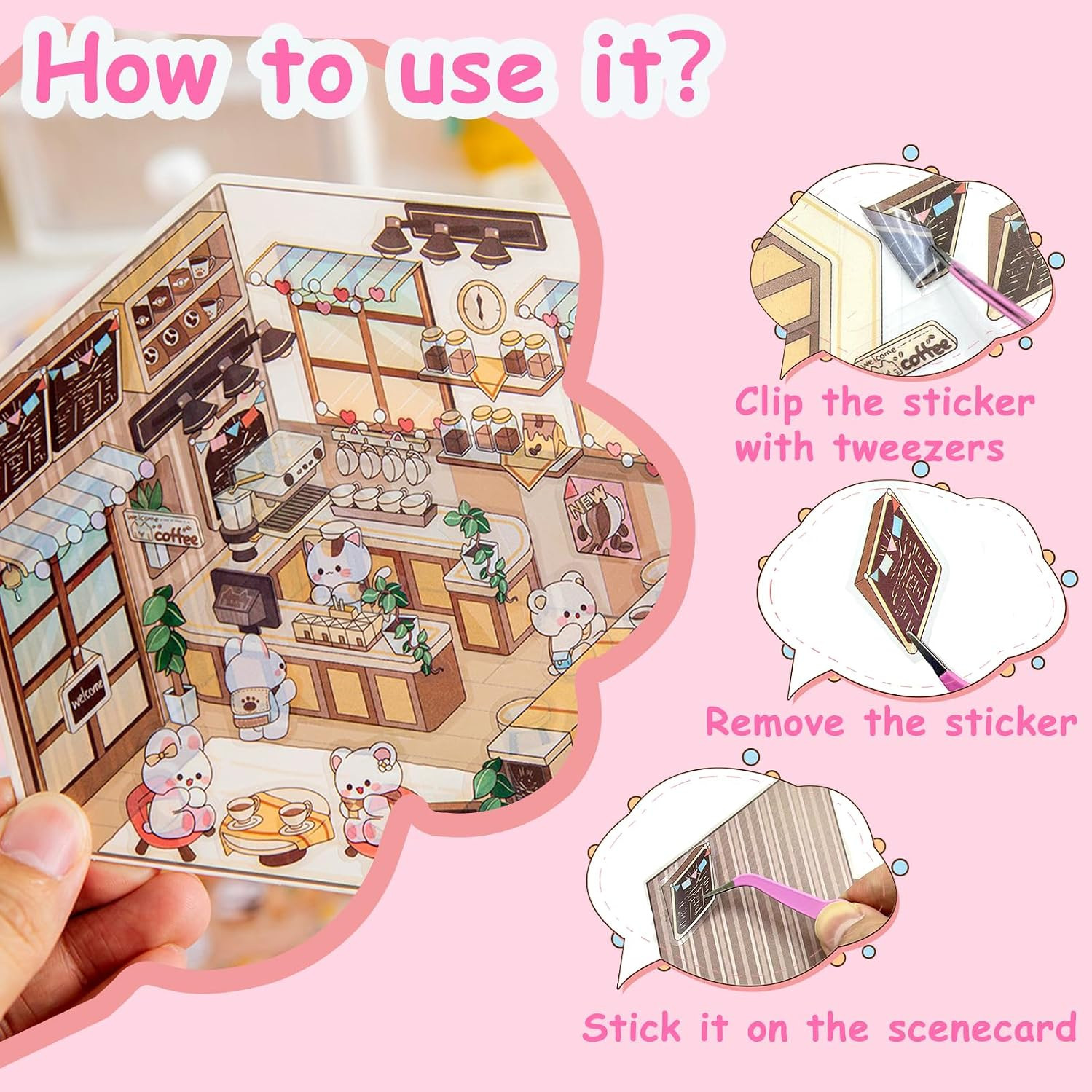 10 Sets DIY 3D House Stickers Kit Non-Toxic & Safe 3D Miniature Scene Therapy