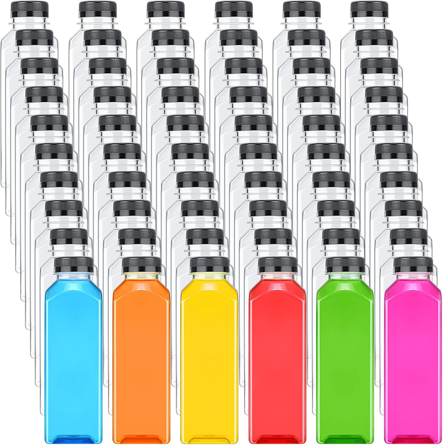 200 Pcs 8Oz Clear Plastic Juice Bottles with Caps – Reusable Drink Containers