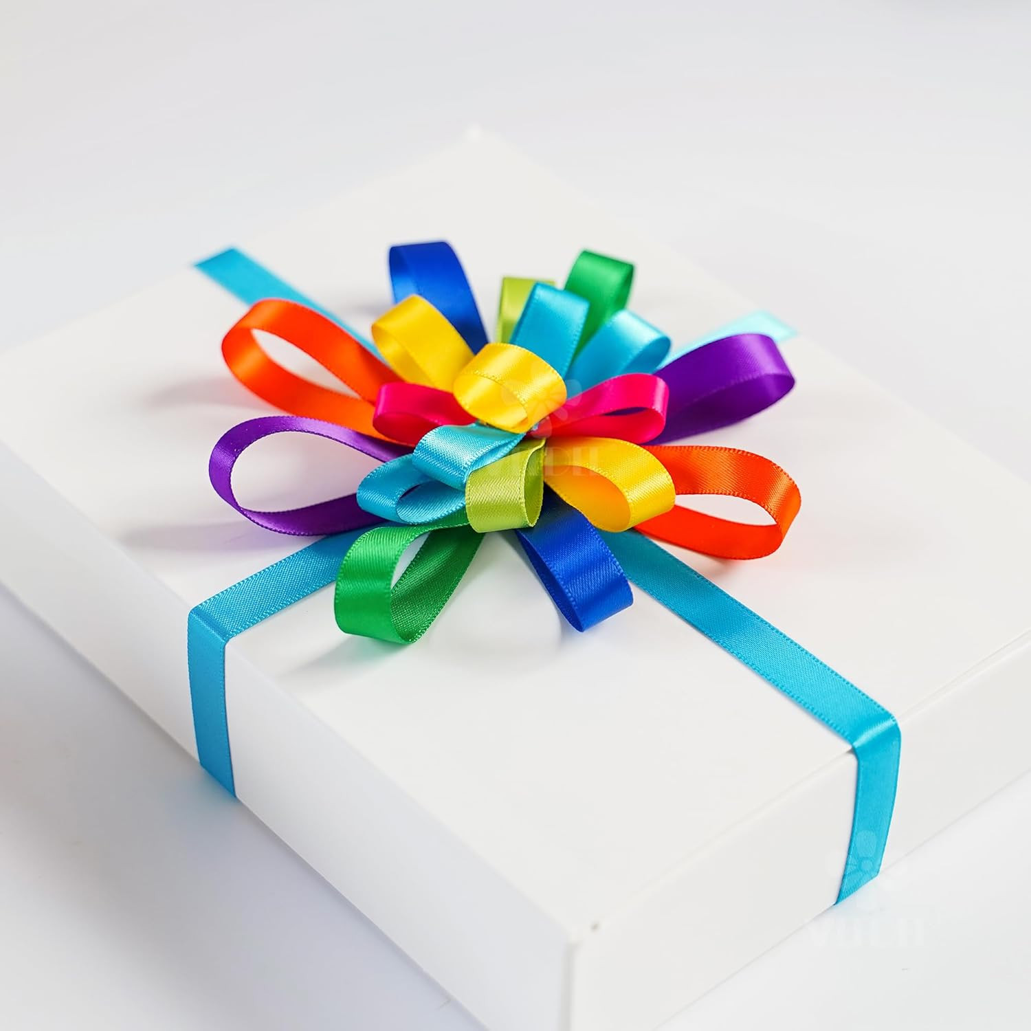 MEEDEE Rainbow Ribbon Solid Color Assortment 10 Colors Double Face Satin Ribbon