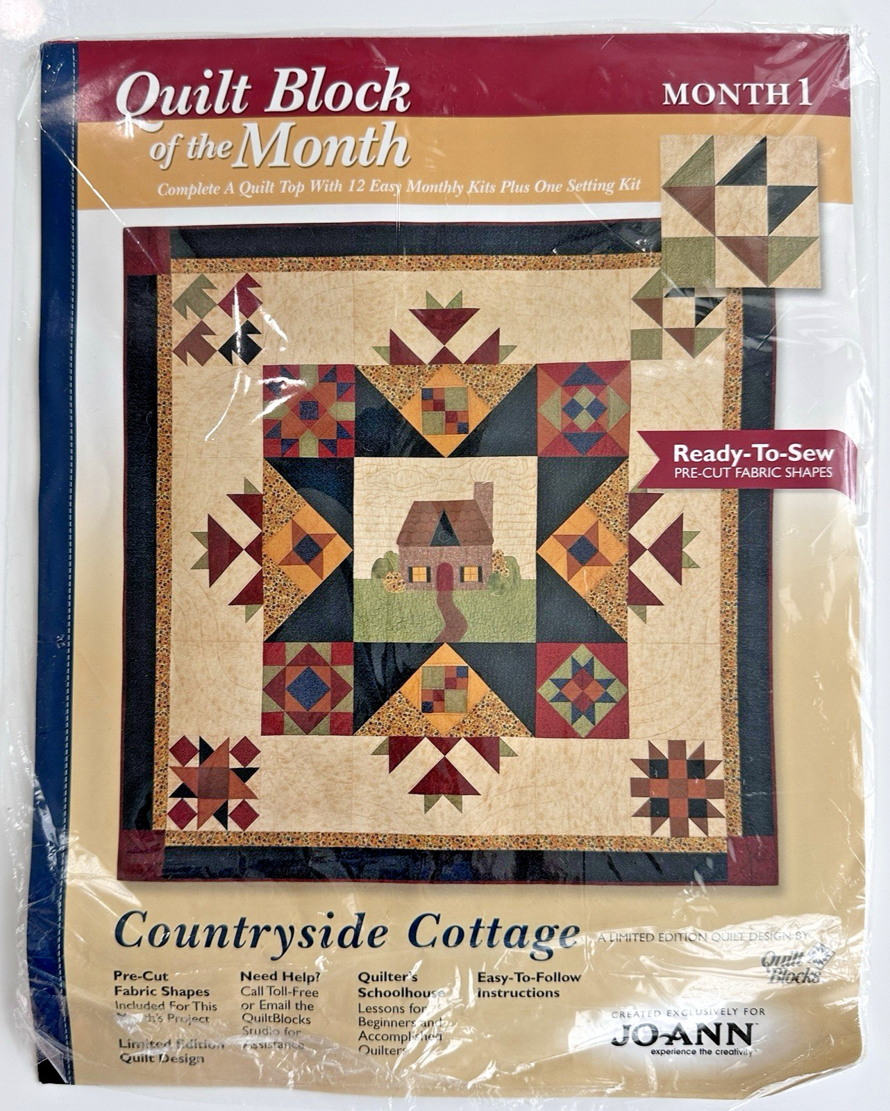 JOANN Fabrics Quilt Block of The Month “Countryside Cottage” LOT – MONTHS 1,3,4