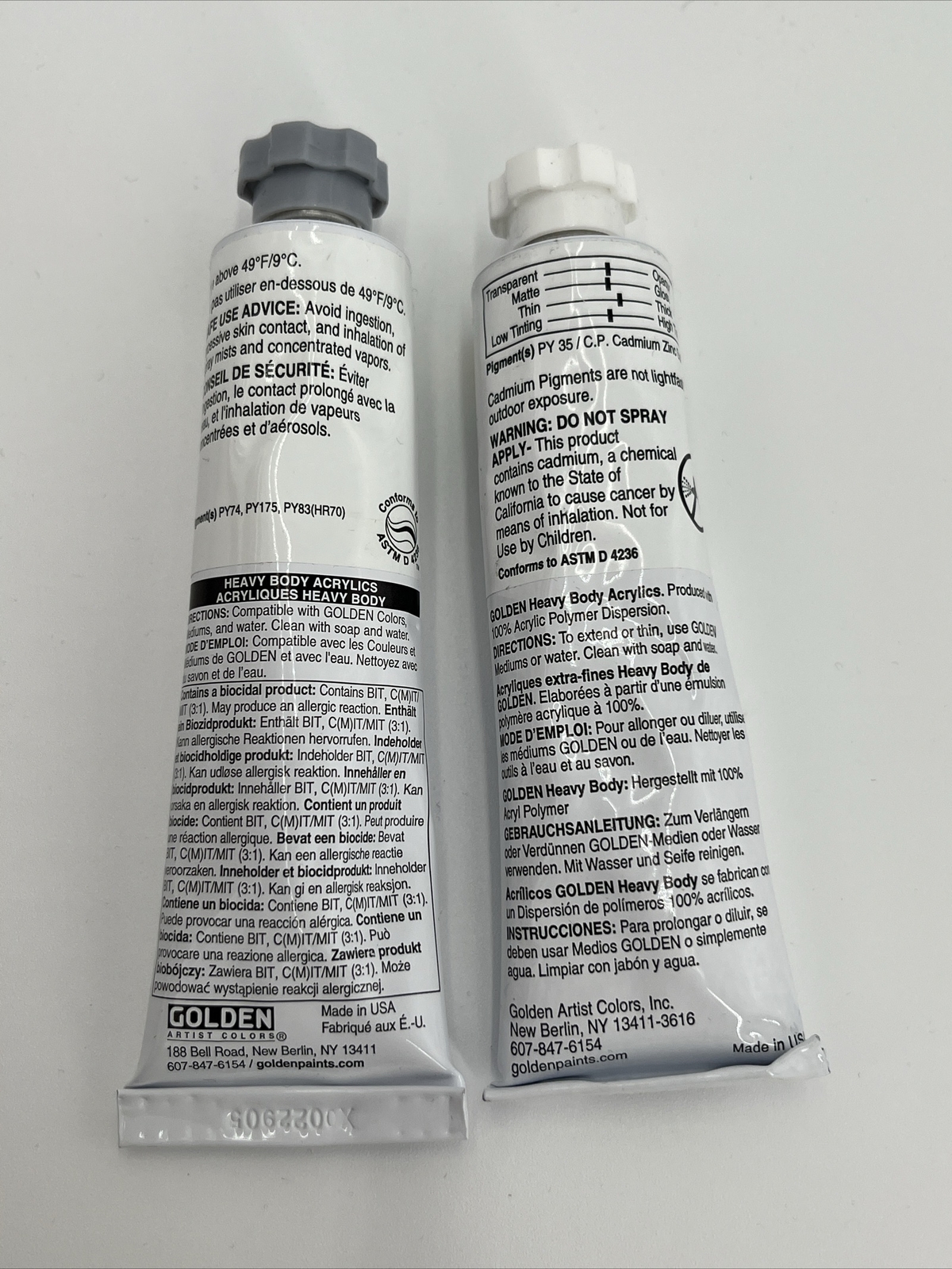 Lot 2-GOLDEN Artist 1 Yellow Medium 1 Yellow Light Ser. 7 Acrylic Paint 2 oz