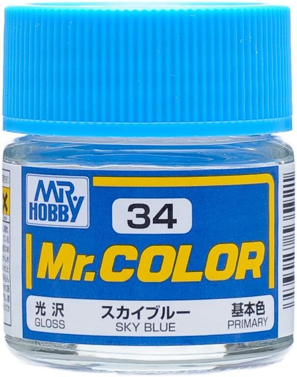 Mr. Hobby C34 Mr. Color Gloss Sky Blue Lacquer Paint 10ml – US