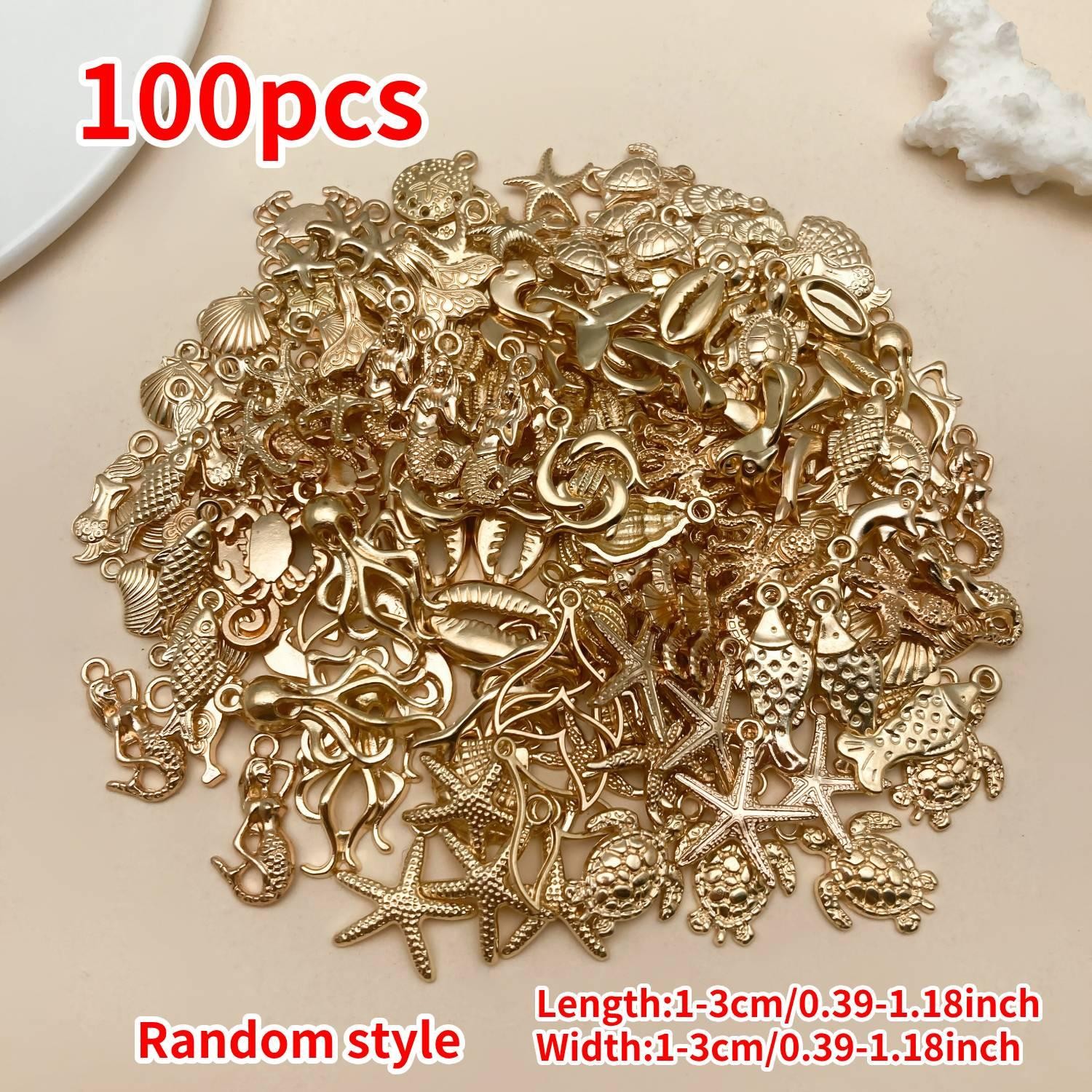 50/100pcs Mixed Ocean Charms Shell Starfish Seahorse Pendants Diy Jewelry Making