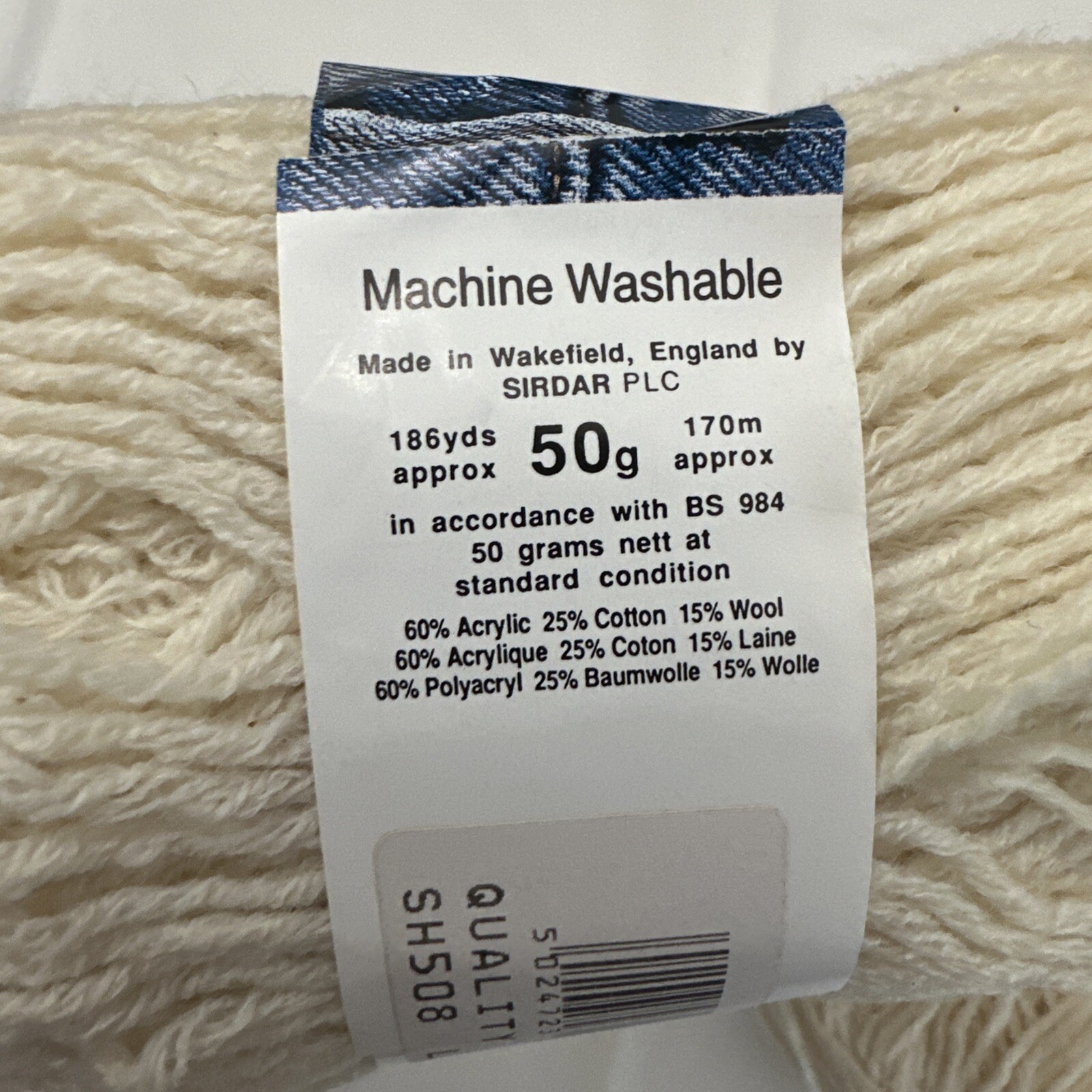 Vintage SIRDAR DENIM 2 Skeins Ivory