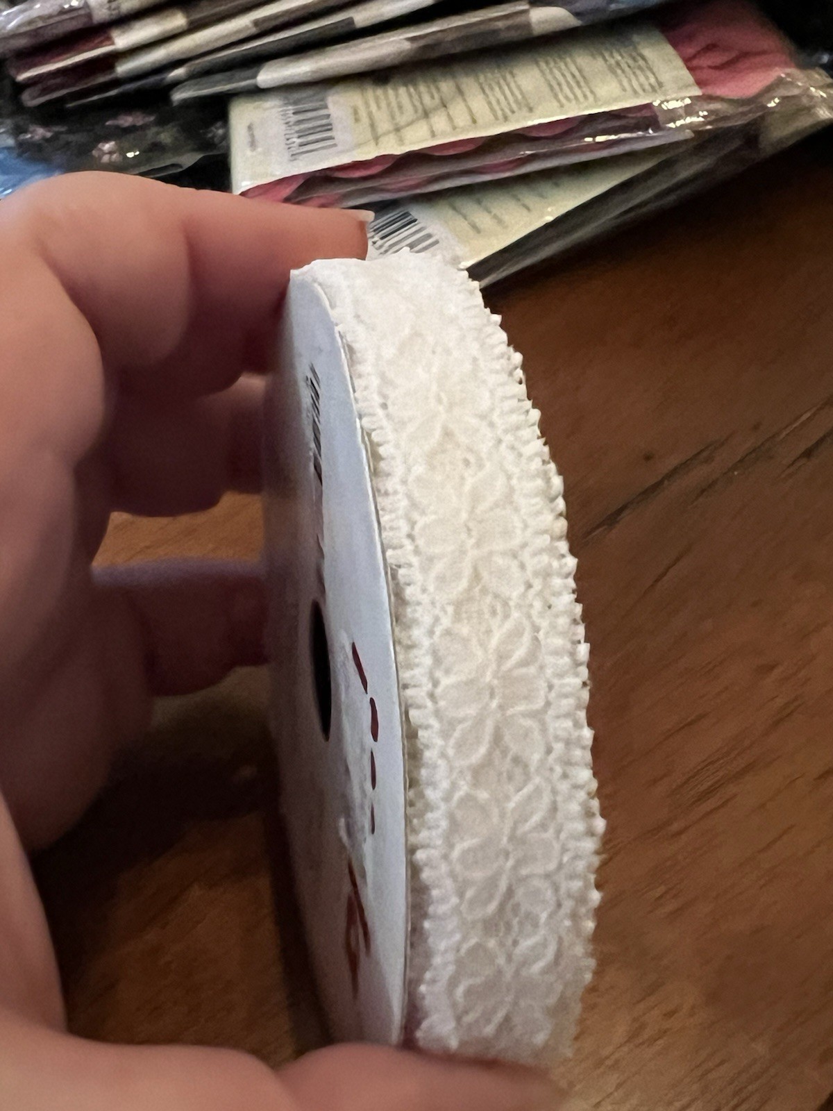 2 white Myla brand lace ribbon style number 97003-010-480-31 Total 10 Yards