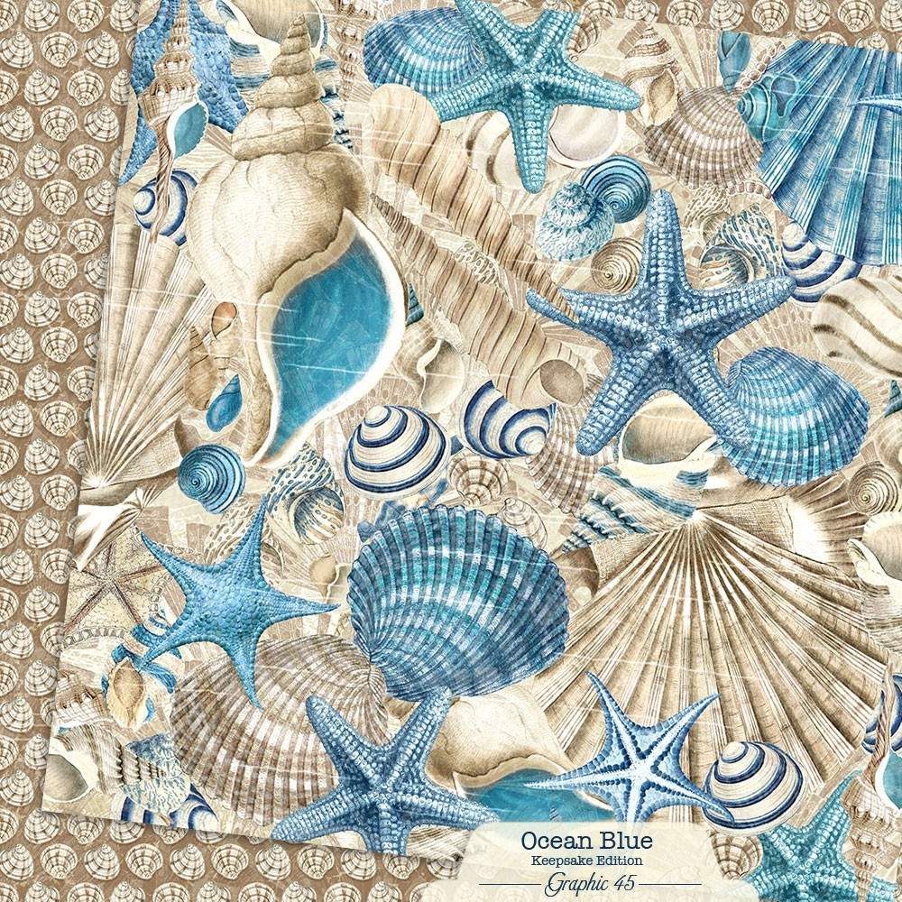 Graphic 45 OCEAN BLUE (12 Sheets) 12×12 Paper Collection *Keepsake Edition* Set