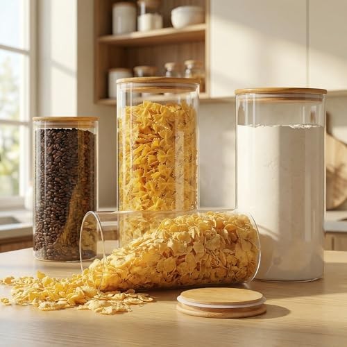 Extra Large Glass Flour and Sugar Storage Containers with 132oz 2 Pack