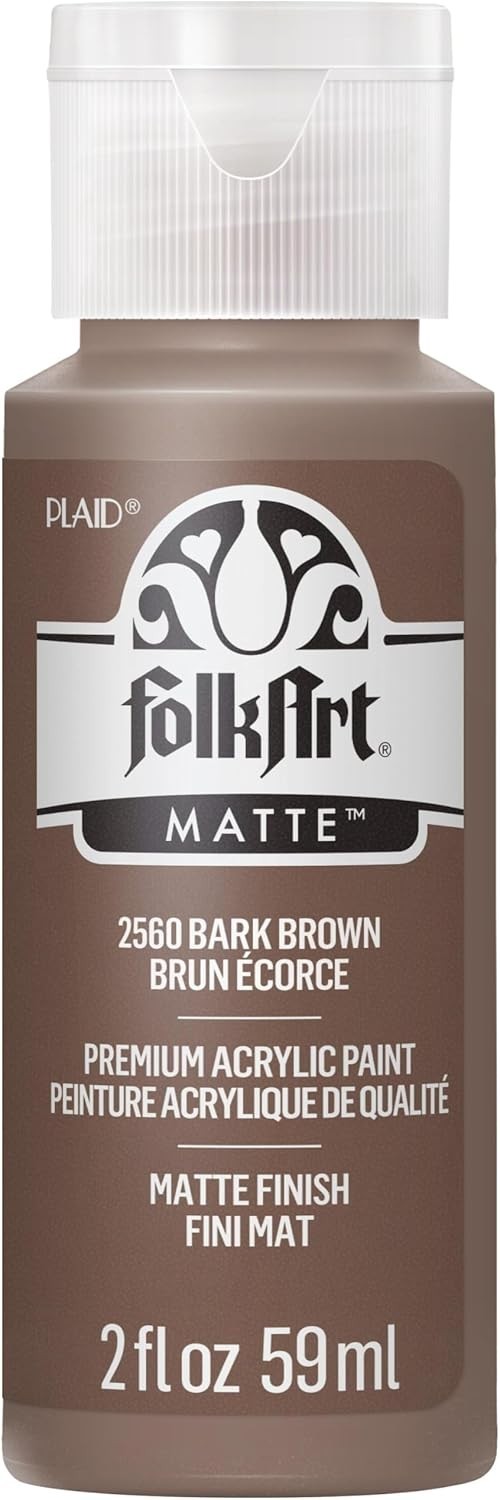Non-Toxic 2 oz Acrylic Craft Paint in Bark Brown – Perfect for Multiple Surfaces