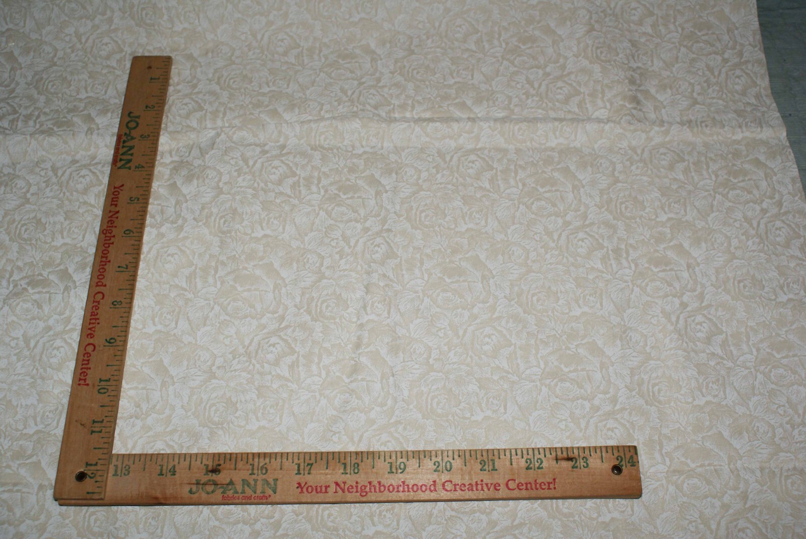 Cream Flowers Tone on Tone Fabric Cotton 1 Yd x 44W Fast Shipping Quilt Sewing