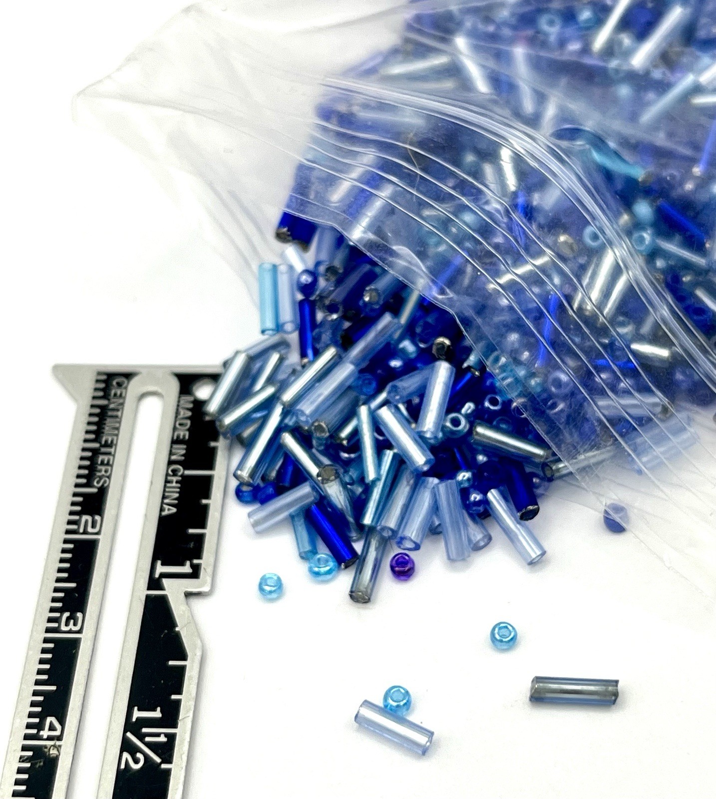 Mixed Sead And Bugle Beads Blue Navy Glass Czech