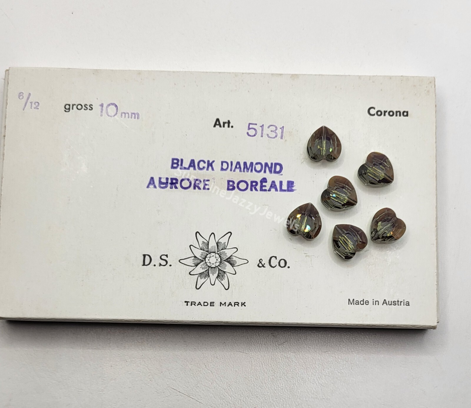 Factory Pack Swarovski Crystal Black Diamond AB 10mm Heart 5131 Beads; 72pc