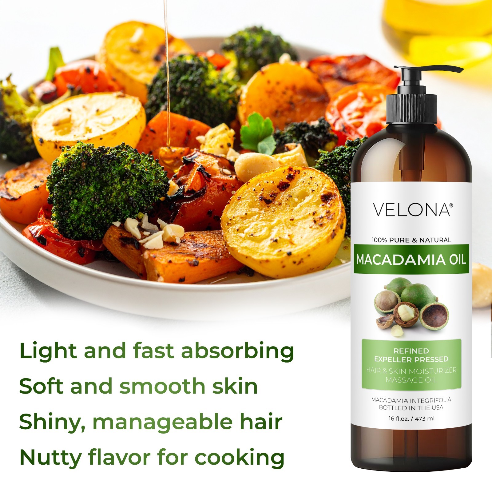 Macadamia Nut Oil By Velona 2oz-7lb Refined Expeller pressed Skin Hair Body Face