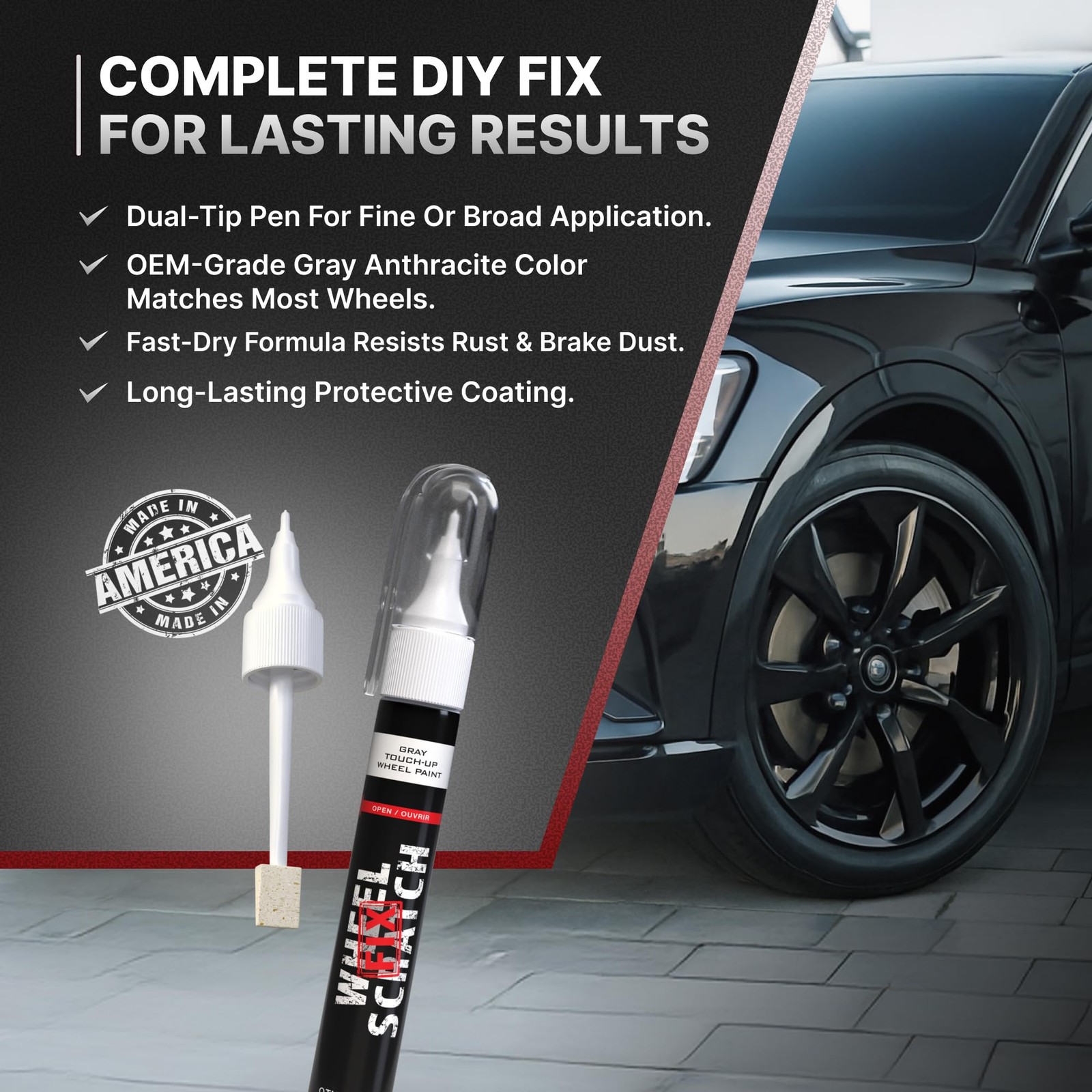 Wheel Scratch Fix® 0.3 Fl Oz (Pack of 1), Gray – Anthracite – Touch-Up Pen