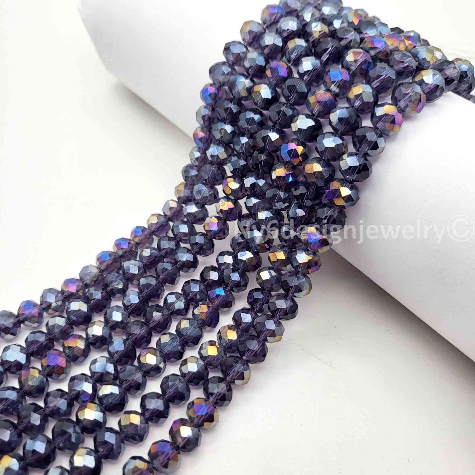 Purple AB Crystal Faceted Rondelles Bead Jewelry Making Supplies 11″ Strand