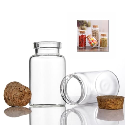 Glass Bottles with Cork,Pack Empty Clear Glass 2 Round BL-1030 100 ml/min