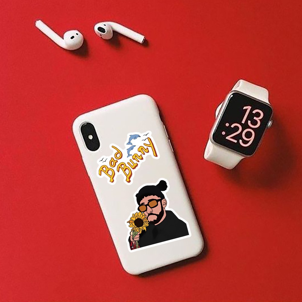 50pcs New Bad Bunny Doodle Stickers, Waterproof Stickers For Phone Laptop Car
