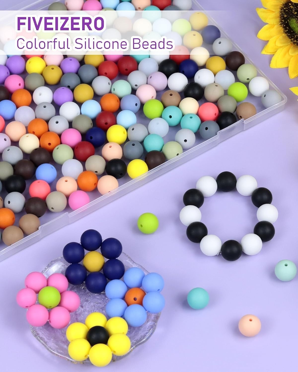 150PCS 30 Colors 15mm Round Silicone Beads | 5 Each Color, Odorless, Seamless…