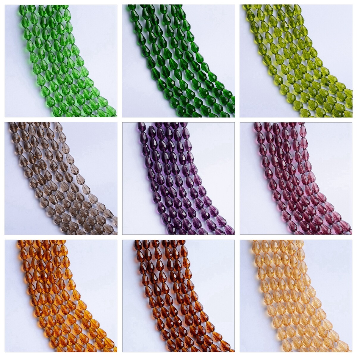5x3mm 8x6mm 12x8mm 15x10mm Teardrop Shape Faceted Crystal Glass Loose Beads
