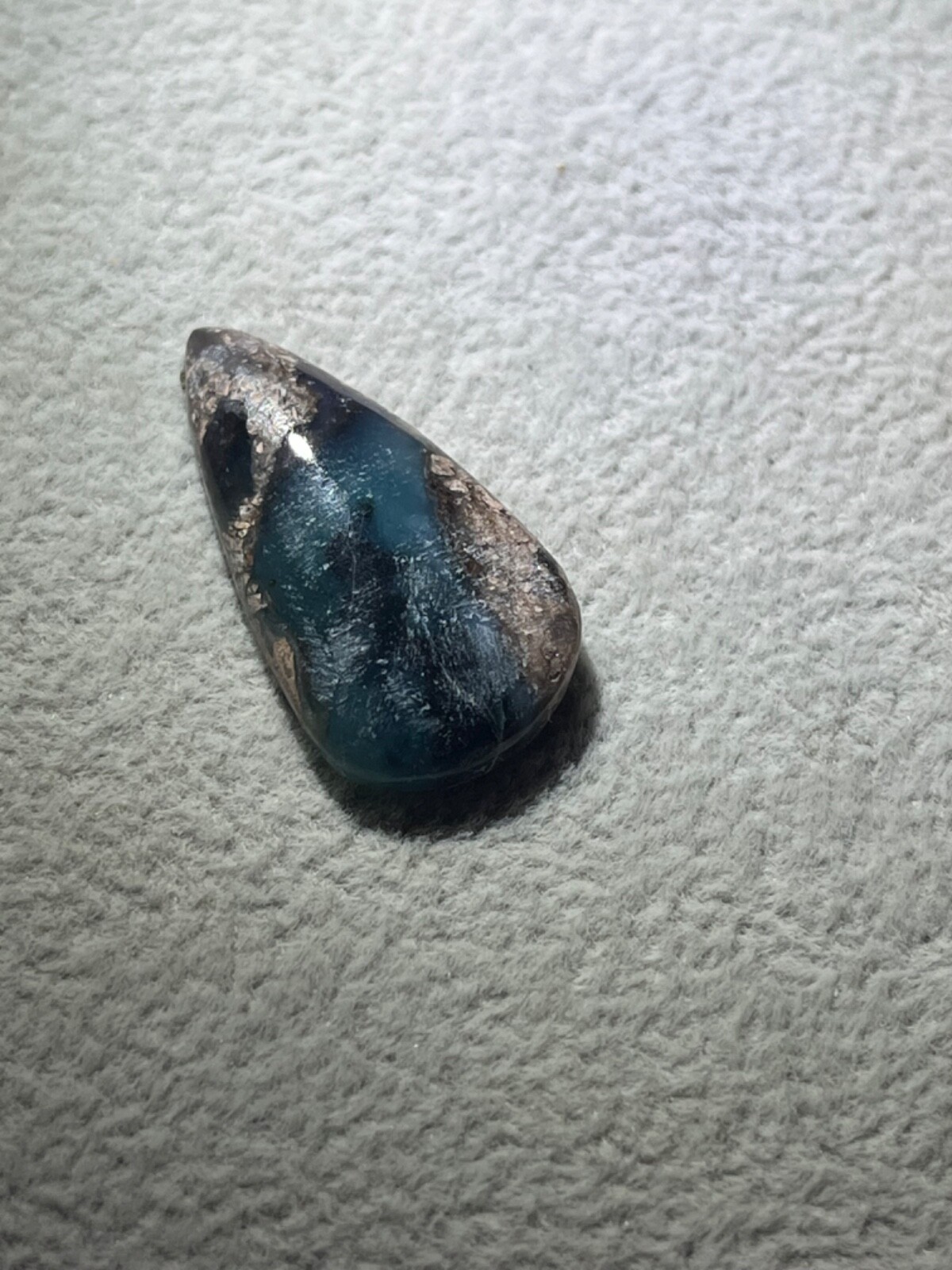 Needles Blue Agate 13.1 Cab in Rhyolite Porphyry Pear tear drop Blue Danube , AZ