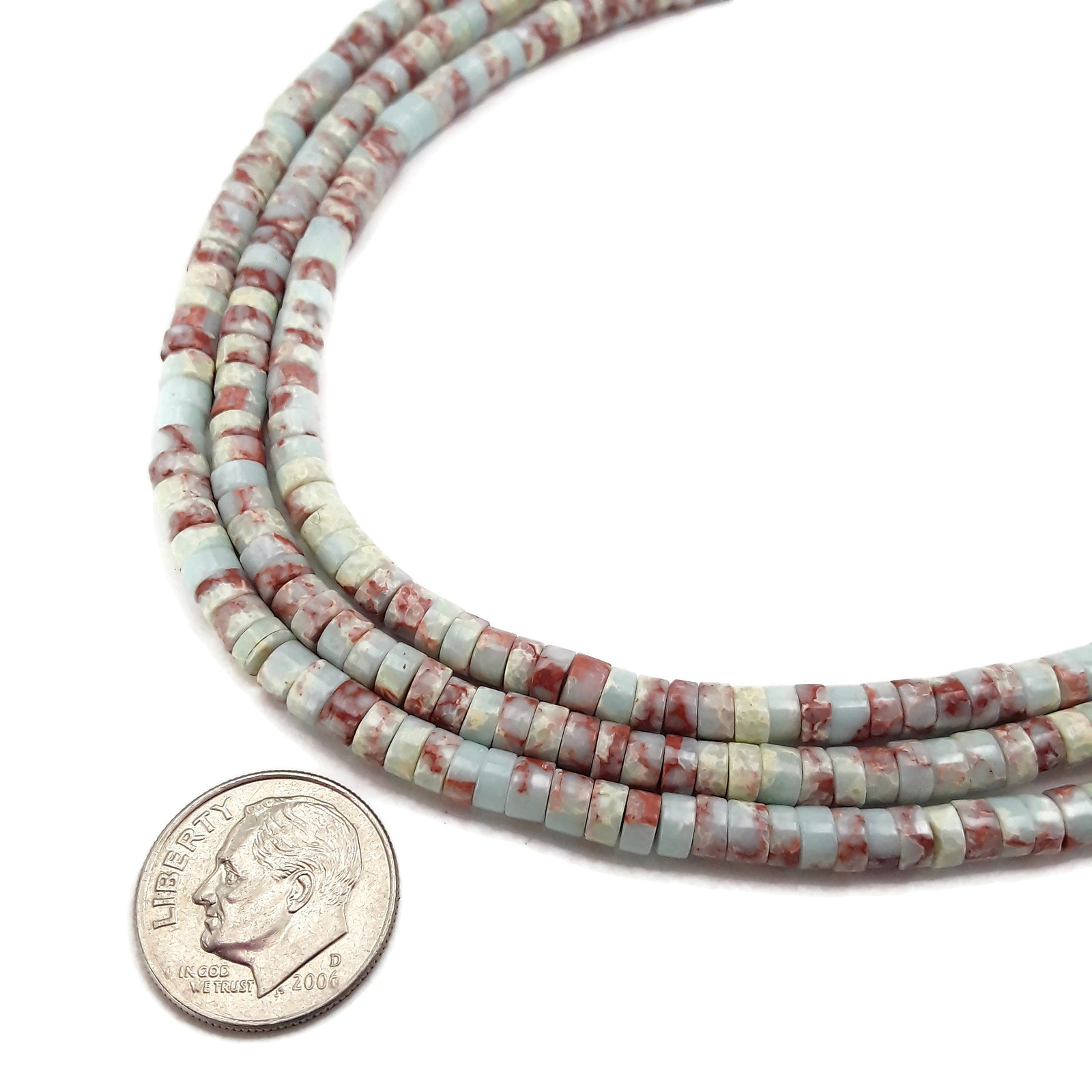 Sea Blue Aqua Terra Jasper Heishi Discs Beads 2x4mm 15.5″ Strand