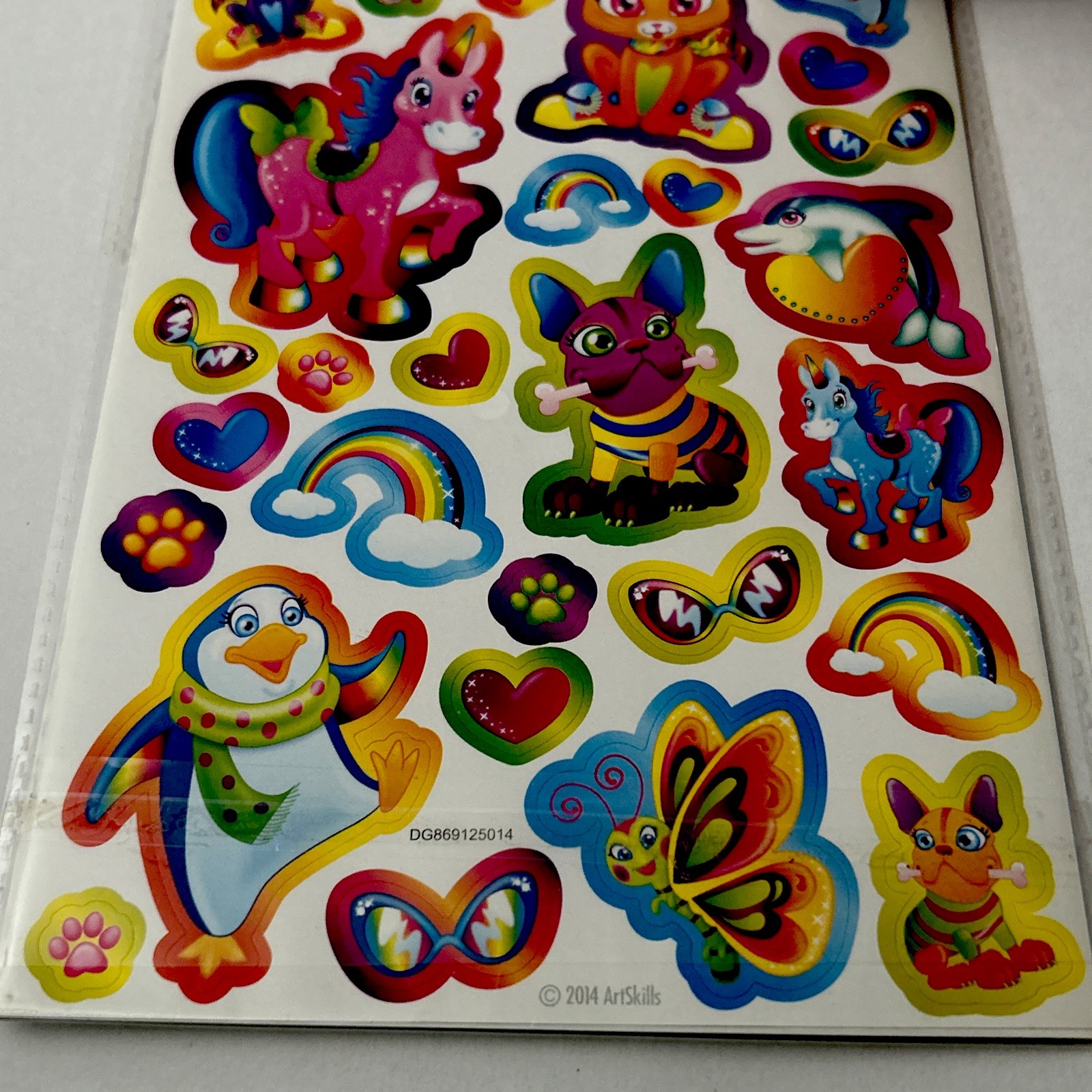 168pc Rainbow Stickers Unicorn Cat Dog Dolphin Paw Prints Hearts Art Skills