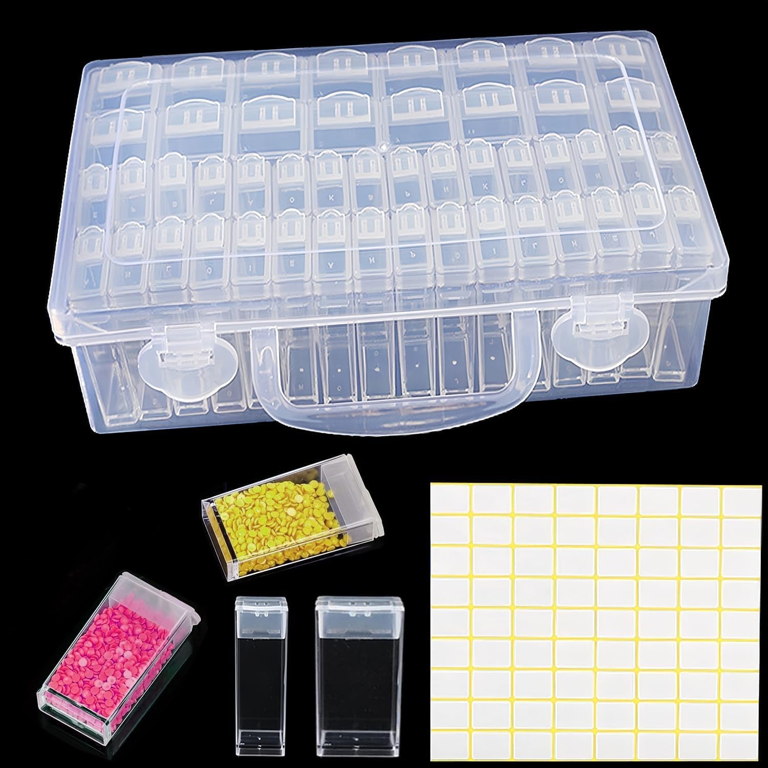 Storage Container, 48 Slots Portable Bead Organizer Box with Diamond Art Acce…