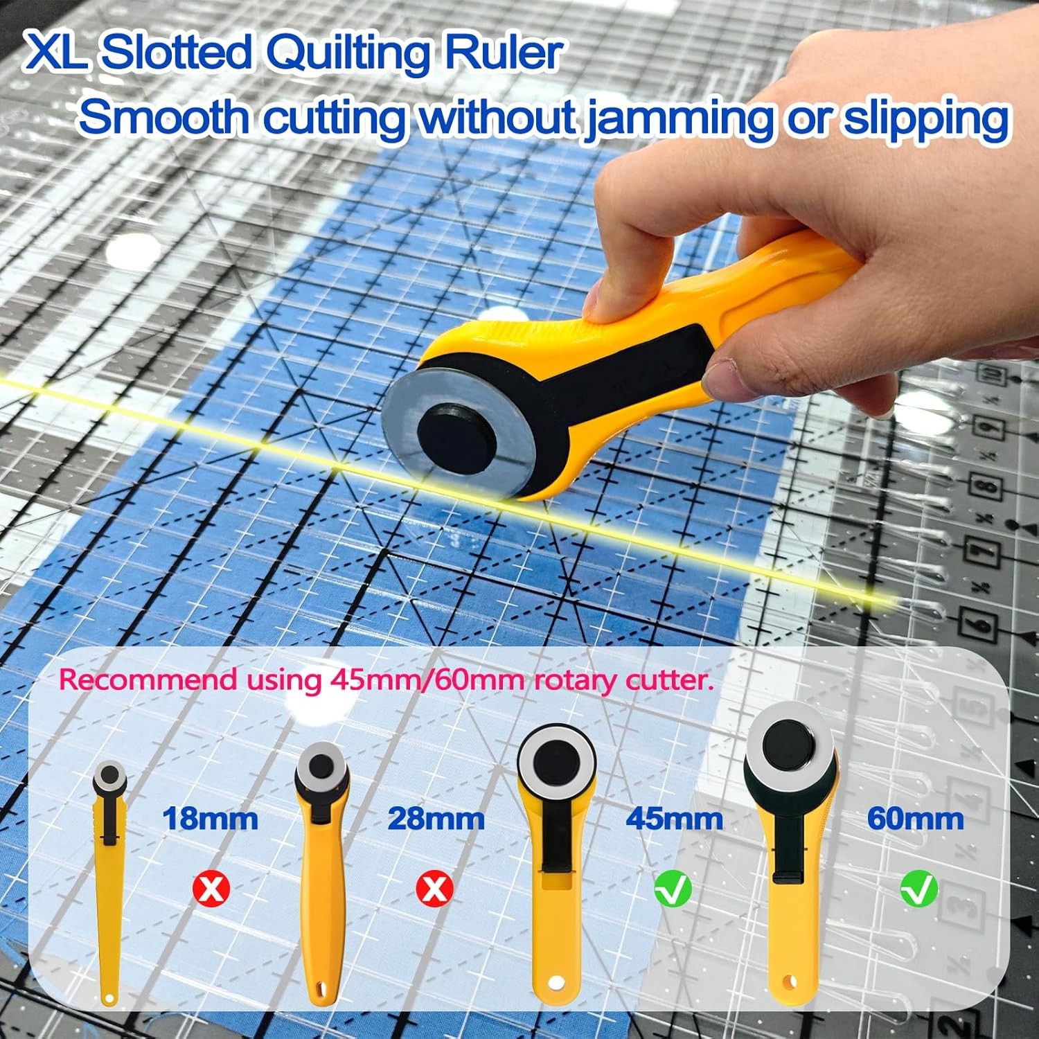 Quilting Ruler 17-3/4 x 22in Extra Large Slotted Quilting Ruler Non-Slip Design