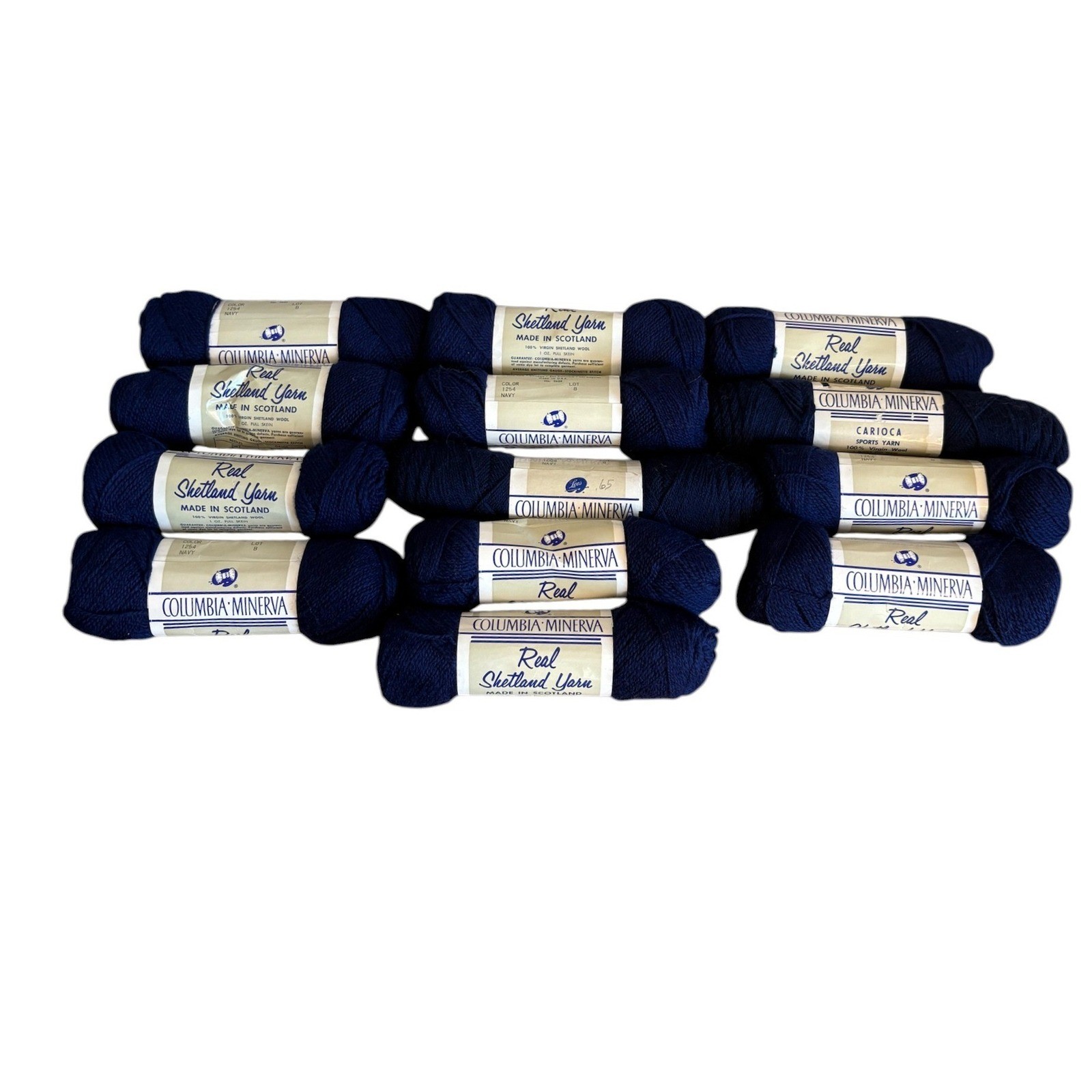 Columbia-Minerva Real Shetland Yarn Navy Blue 100% Virgin Wool 13 Skeins Lot B
