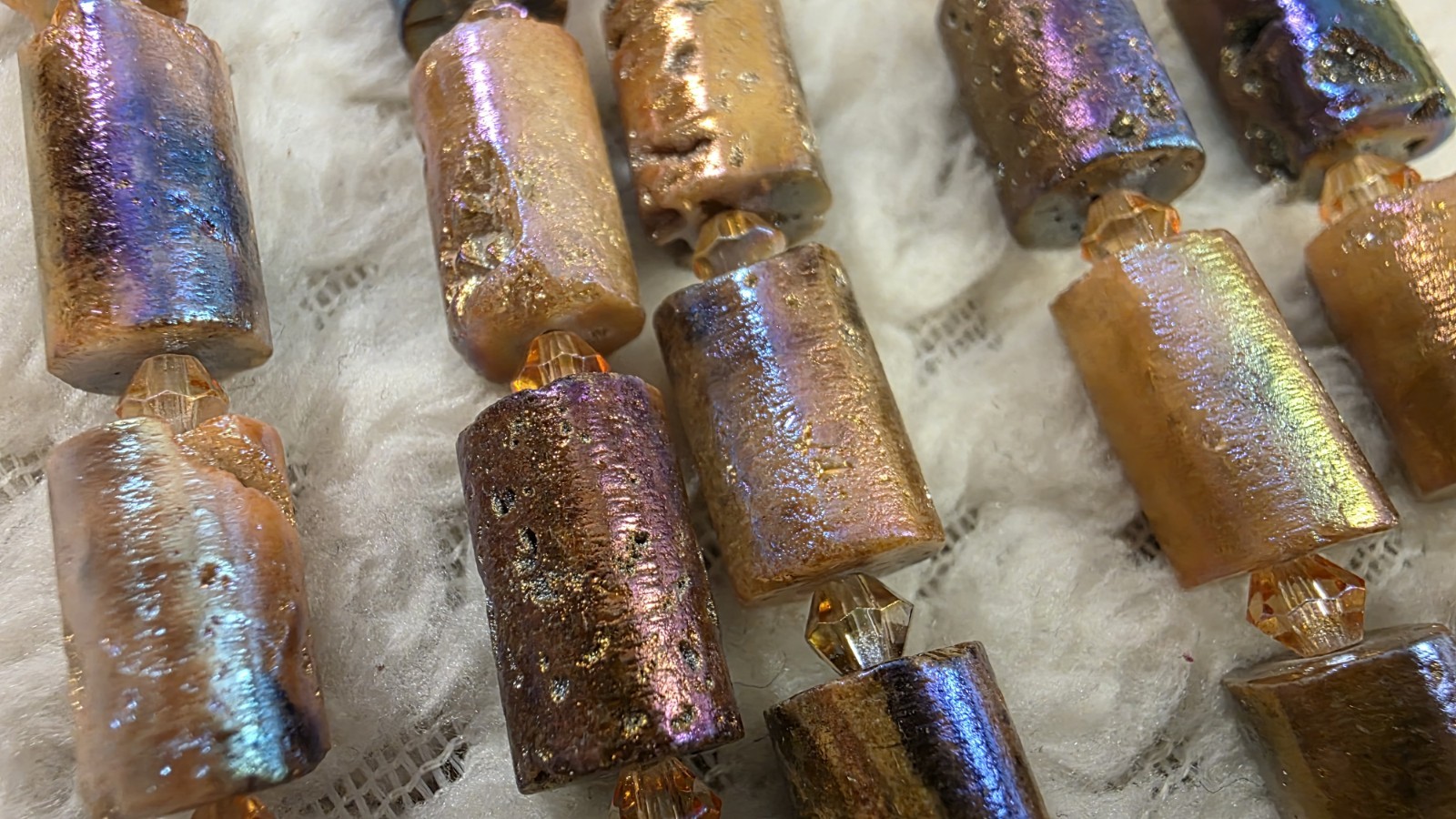 Jewelry Making Beads HUGE NEW LOT 5 Strands Shimmering Agate Tubes Color Gallery