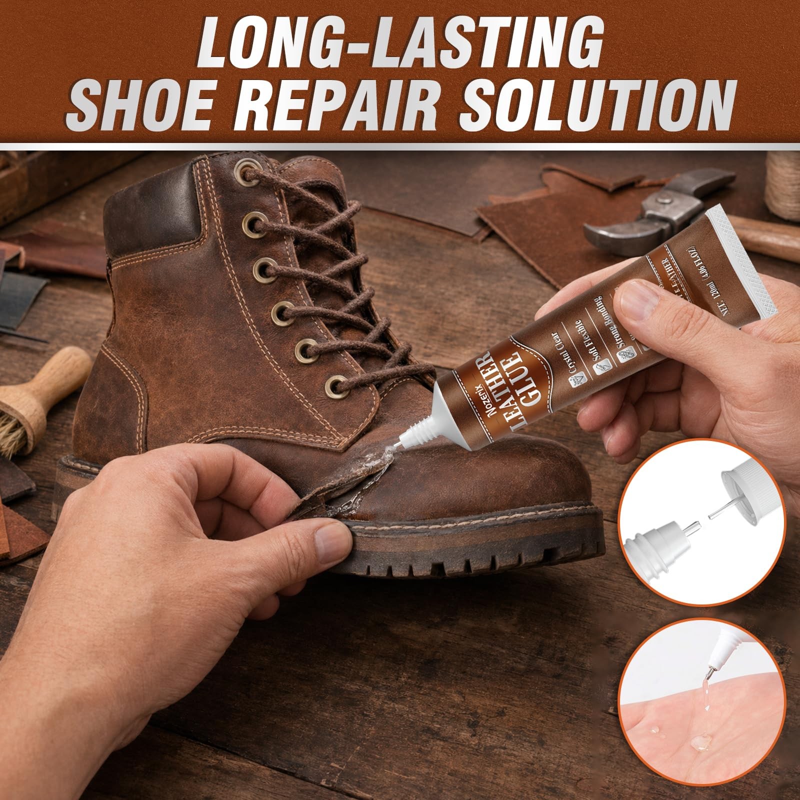 120ml Leather Glue Waterproof Clear Adhesive for Shoes Bags Sofa Fabric Repair