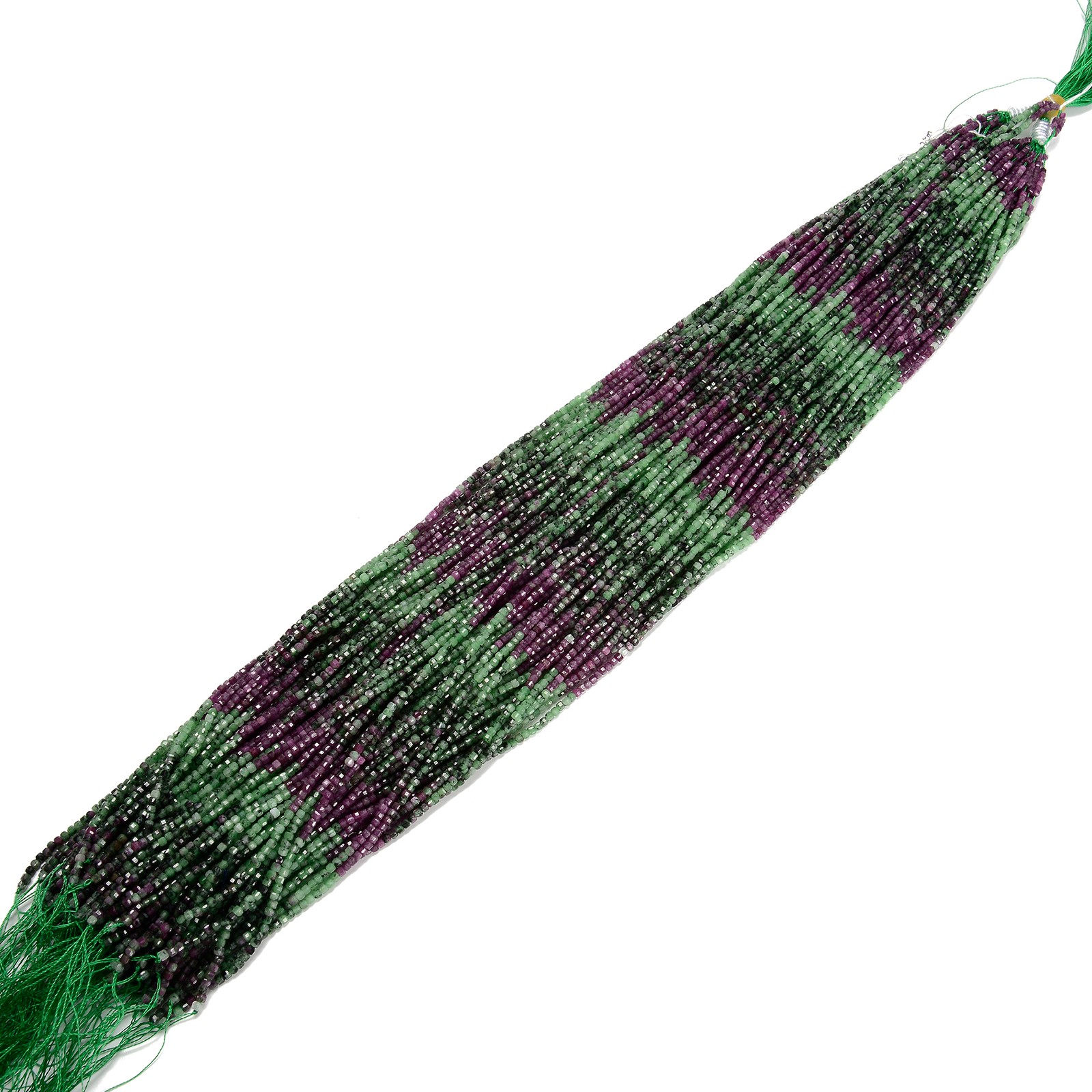 Natural Gradient Ruby Zoisite Faceted Rubik’s Cube Beads Size 2mm 15.5” Strand