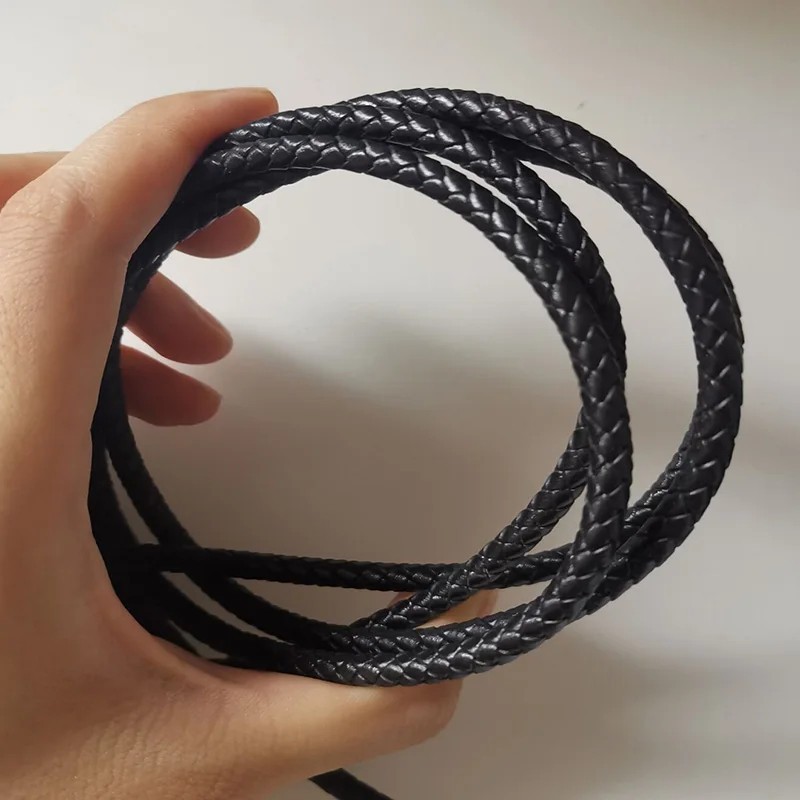 2026 1m Brown Genuine Braided Leather Cord 3–5 mm for DIY Bracelet Jewelry🧵