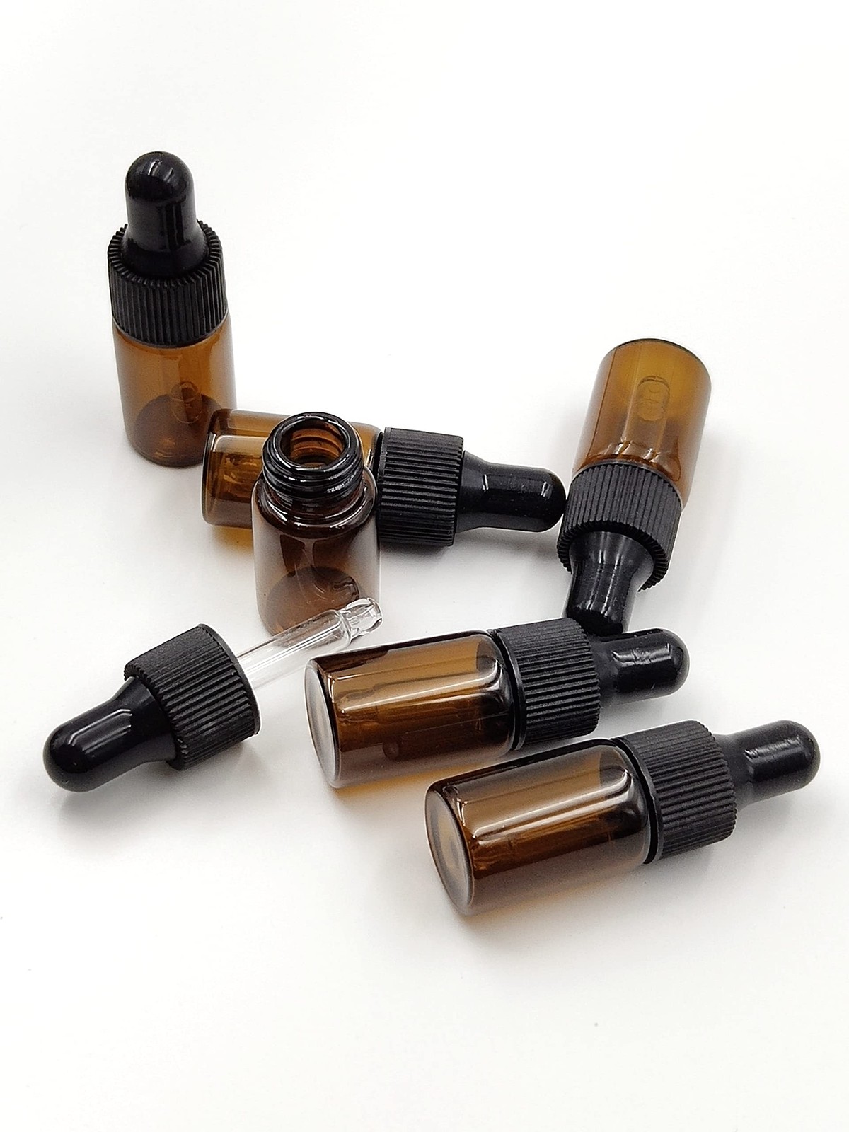 3ml Tiny Amber Glass Mini Dropper Bottles for Essential Oils, Cosmetics Vials
