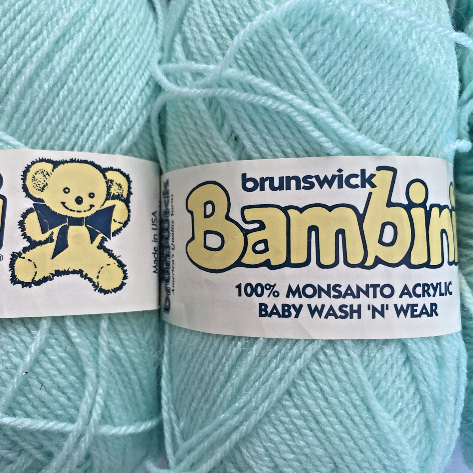 4 Skeins Brunswick Bambini Acrylic Baby Wash And Wear Yarn Light Blue Plus Extra