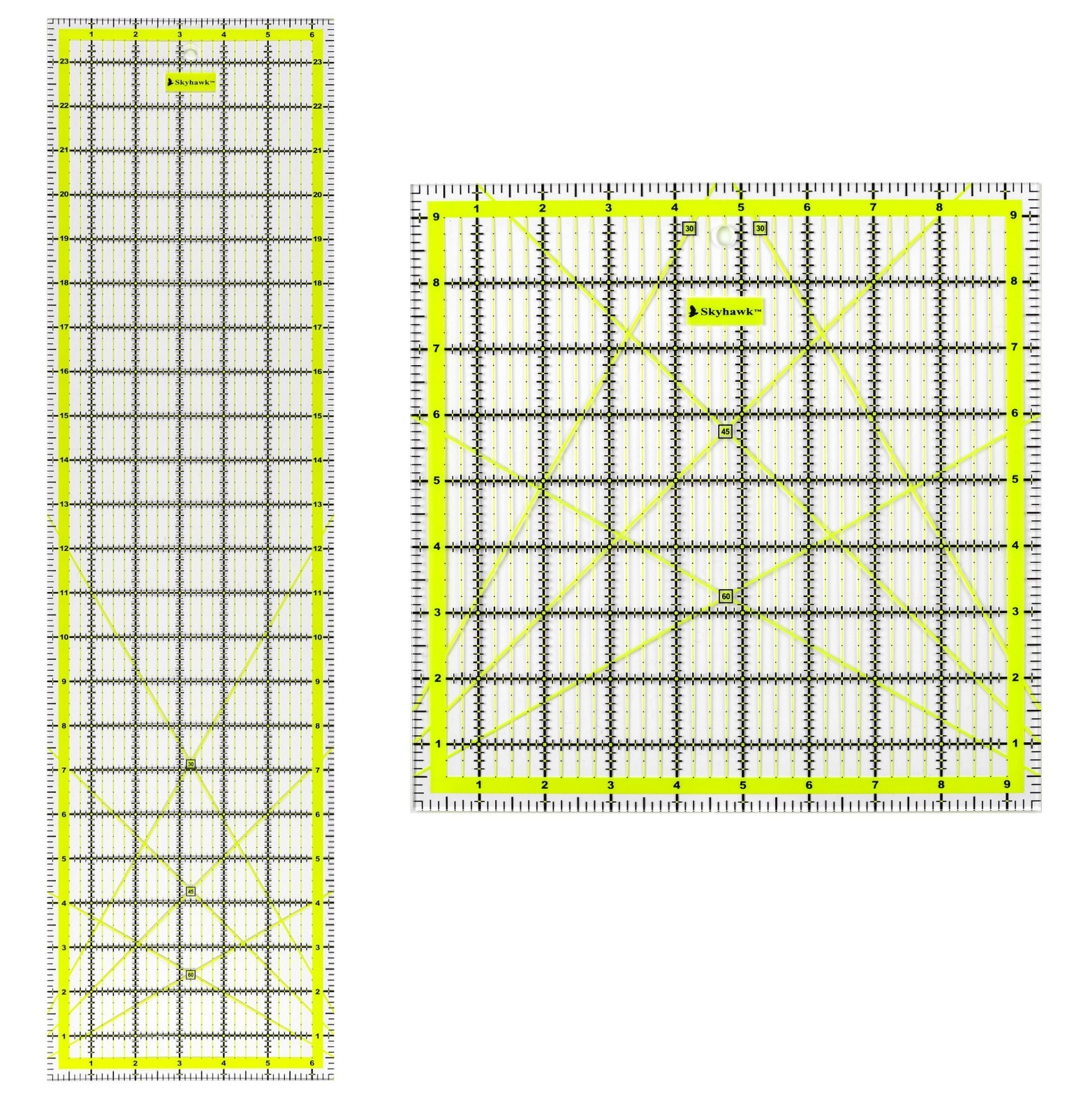 Acrylic Quilting Quilter’s Ruler Combo Pack of 2 – (24″ x 6.5″ and 9.5″ x 9.5″)