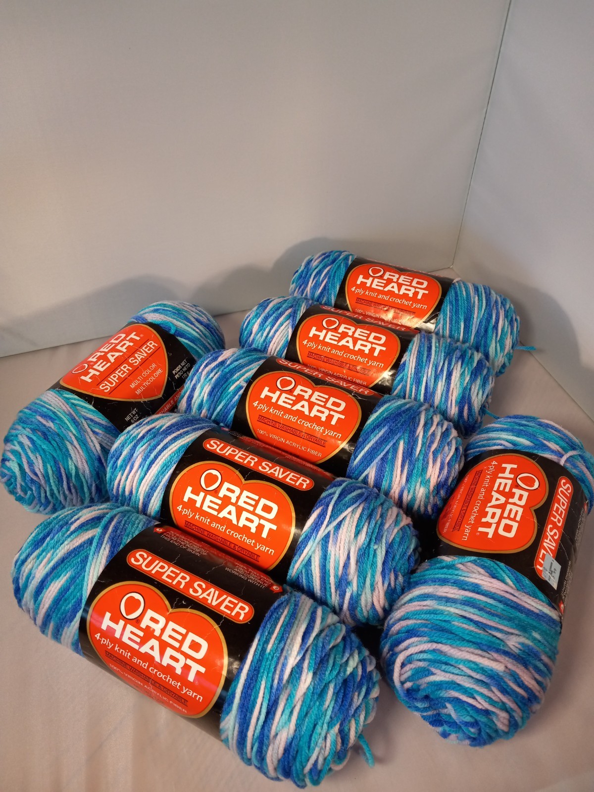 Red Heart Super Saver Yarn New Old Stock 7 Skeins, Leddie (306) RARE!