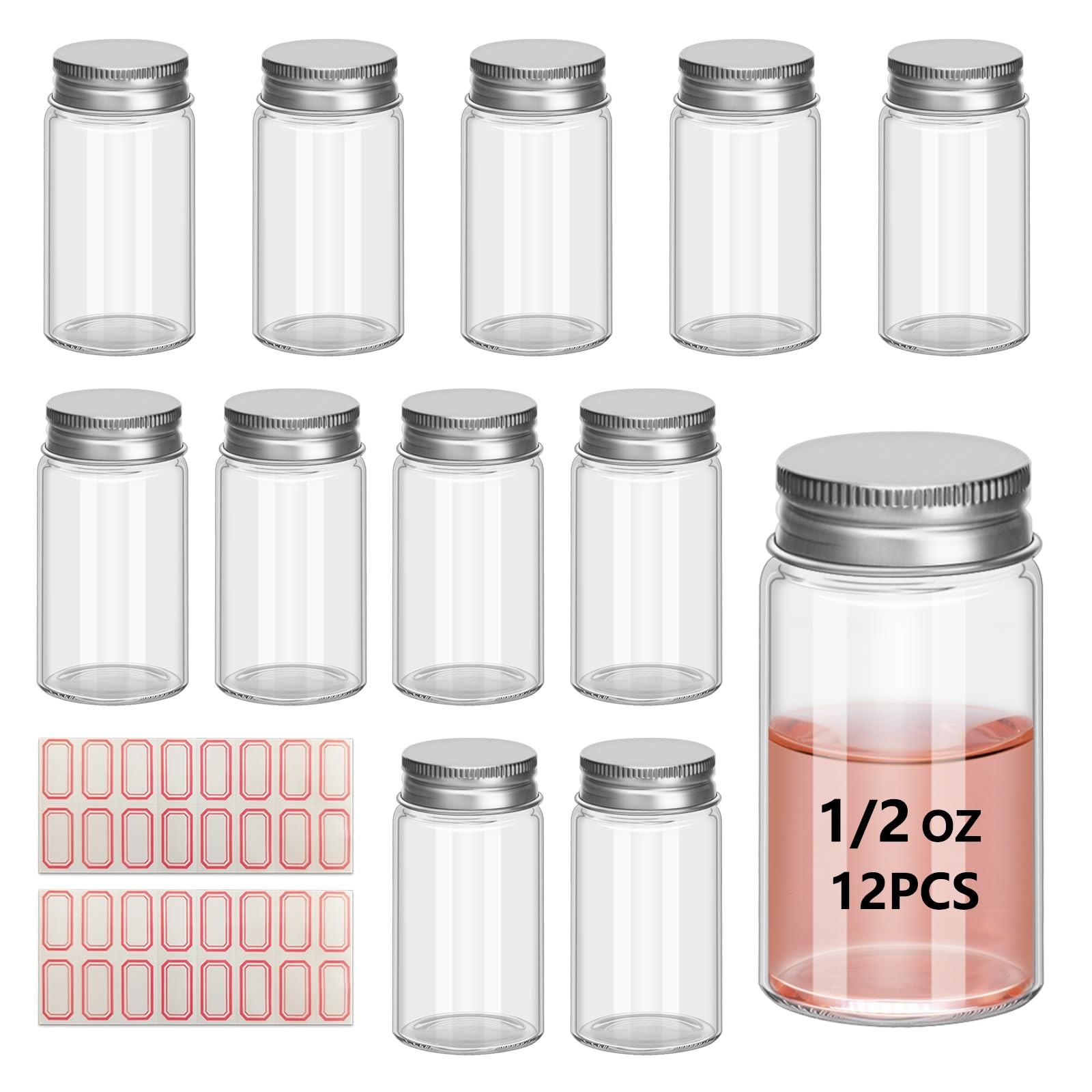 12 Pack Glass Bottle 15 ml Mini Bottles 1/2 OZ Mini Glass Bottles Small Glass…