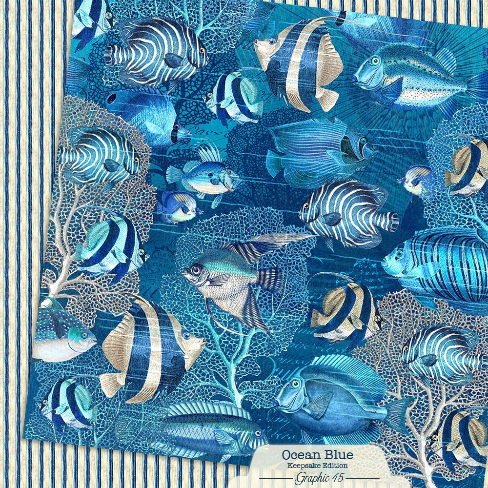 Graphic 45 OCEAN BLUE (12 Sheets) 12×12 Paper Collection *Keepsake Edition* Set