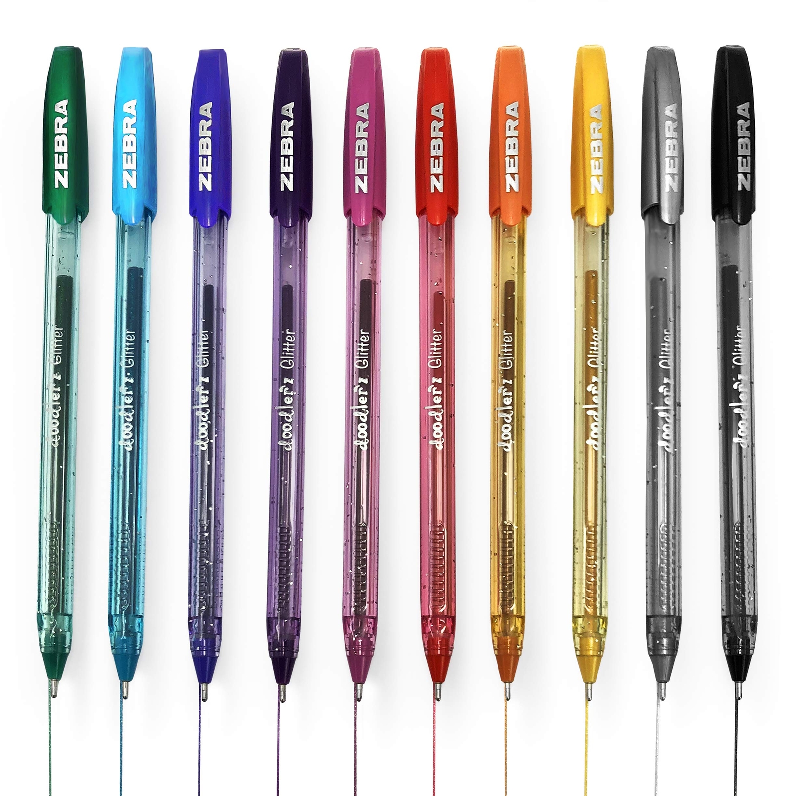 Zebra Z-Grip Glitter Pens-Doodler’z -1.0mm-Assorted Glitter Colours -Pack of 10