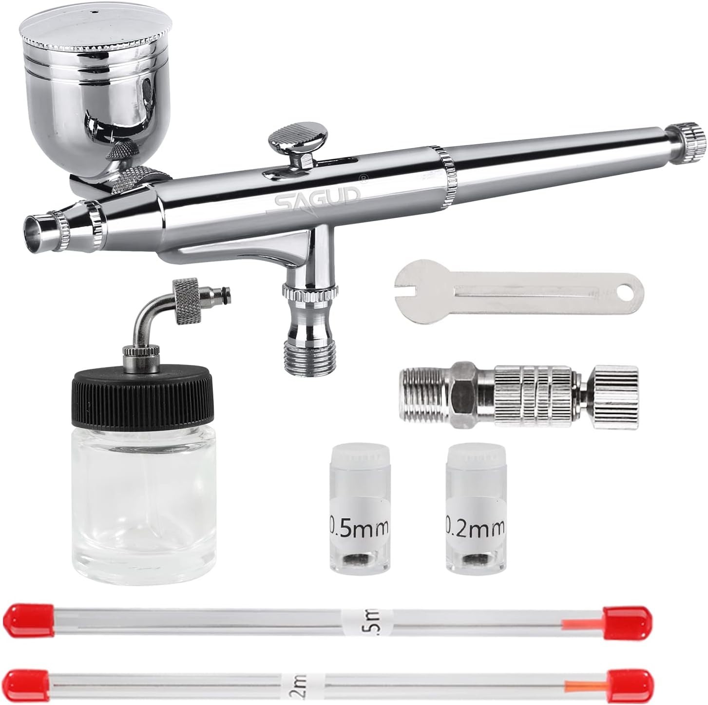 Airbrush Kit 0.3mm Dual-Action Side Feed Airbrush with a 1/3 oz. Gravity Flui…