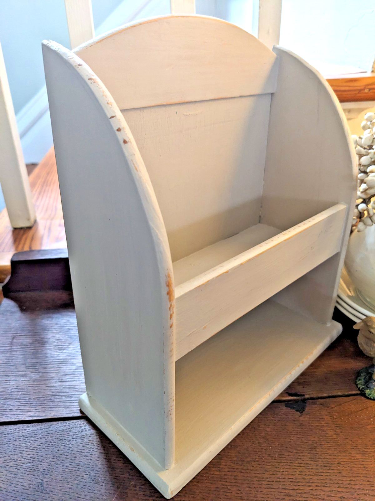 Wooden Shelf Unit Tabletop or Hang Painted and Distressed