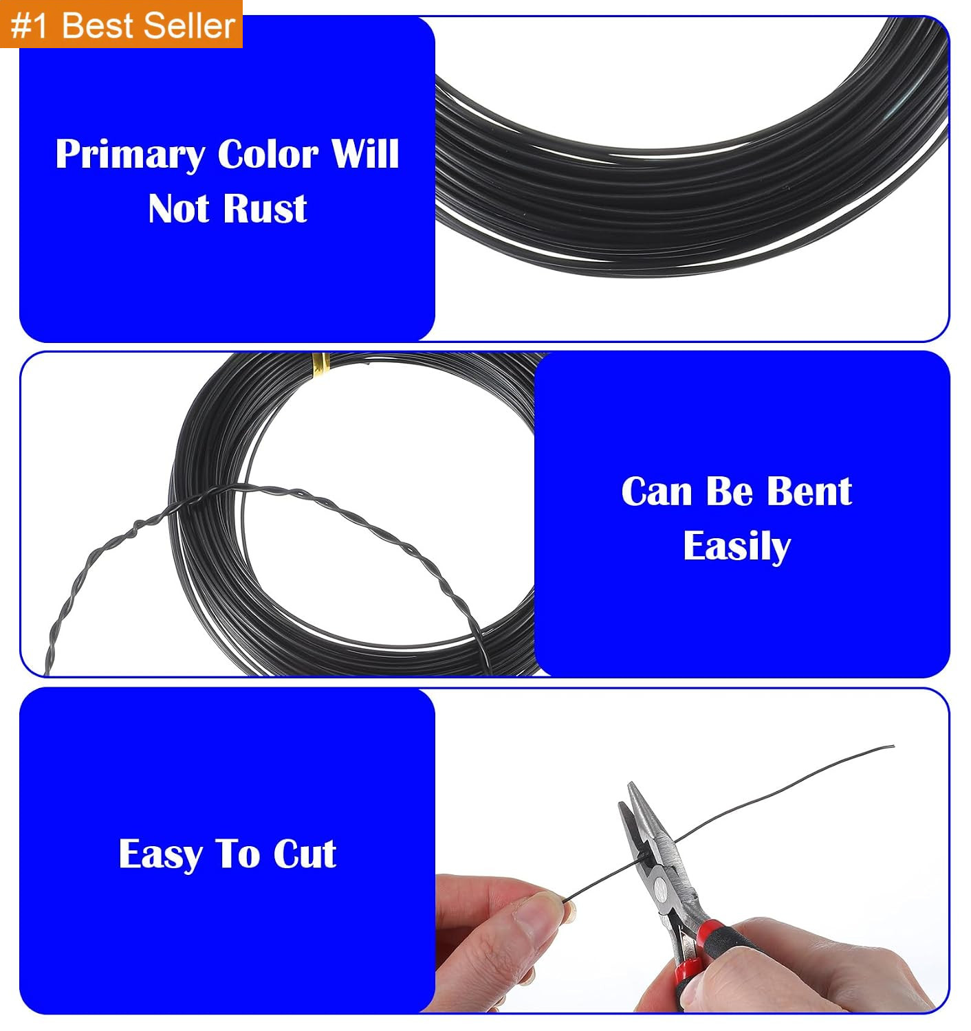Black Craft Wire, 18 Gauge Aluminum Craft Wire, Bendable Wires for Crafts and Je