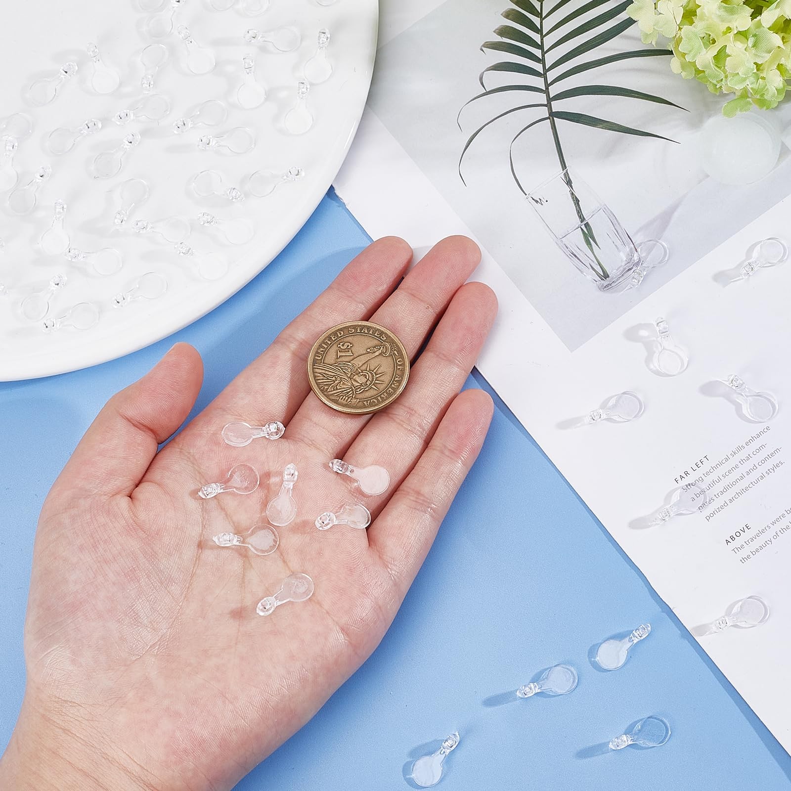 Glue on Bails Round Flat Pad Acrylic Transparent 500pcs for Jewelry Making DIY