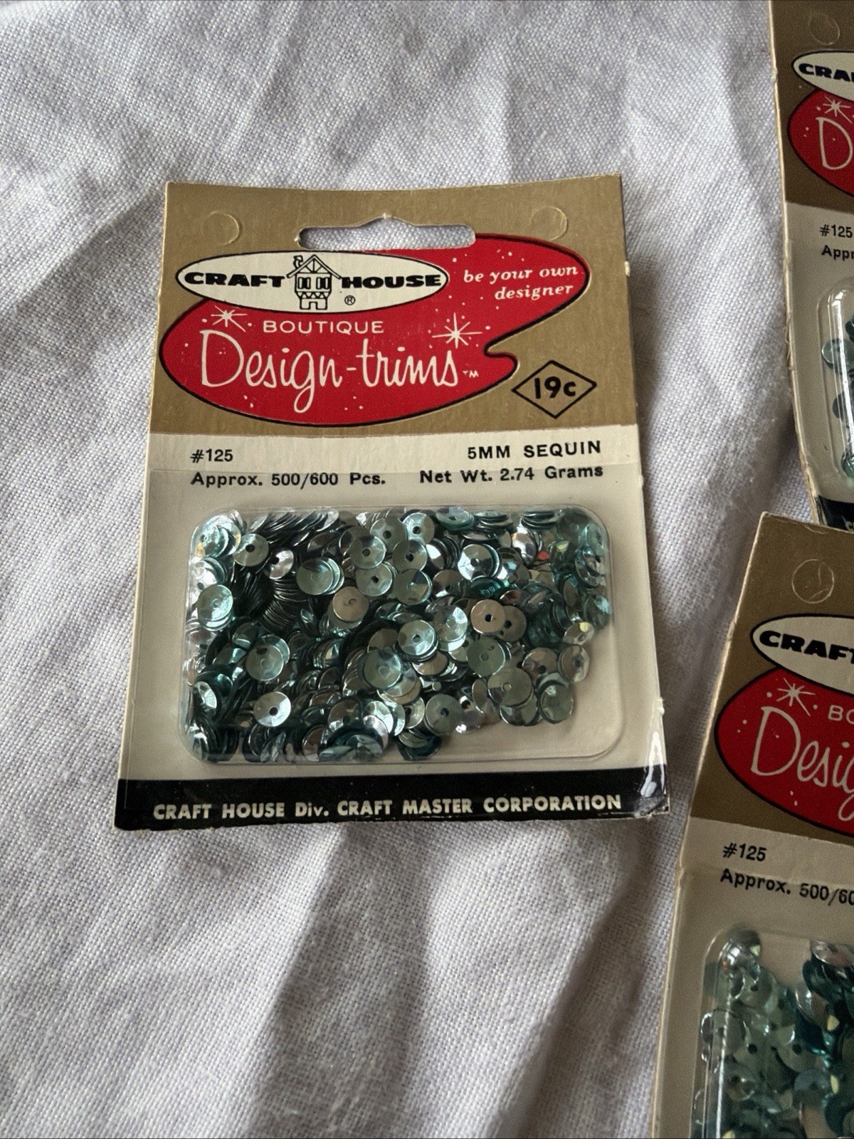 Vintage Craft House 5mm Blue Sequins #125 Lot of 3 Packs NOS (see description)